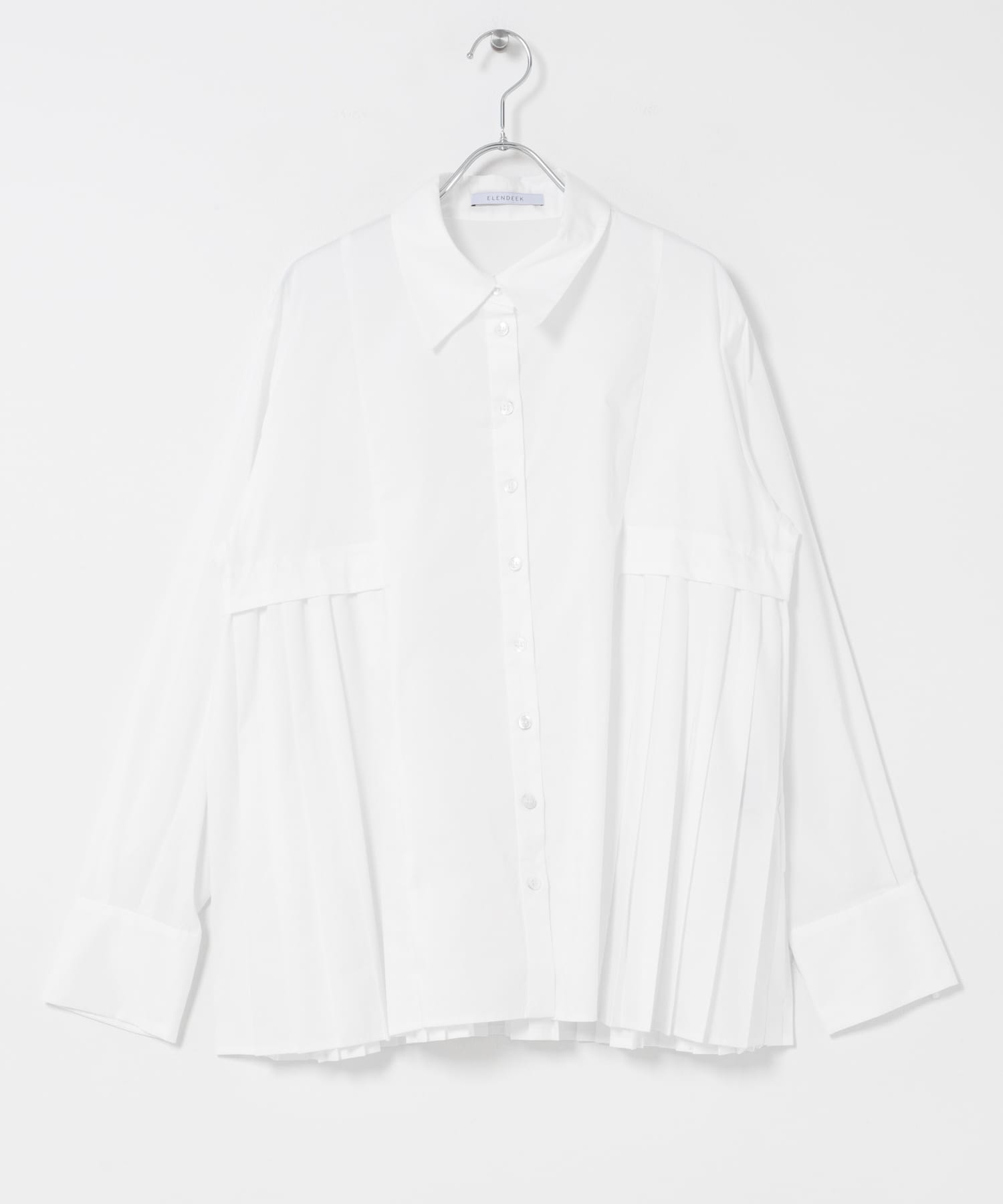 ELENDEEK　PLEATS LAYERED SHIRTS O.WHT Free