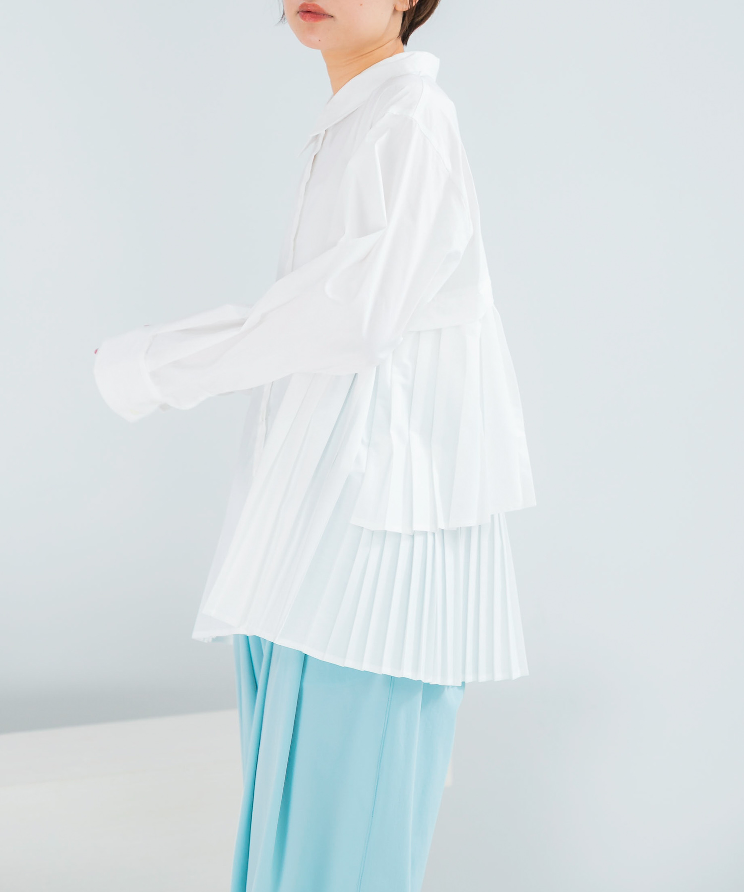 ELENDEEK　PLEATS LAYERED SHIRTS