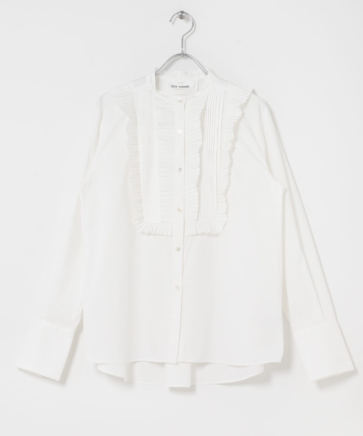 MARILYN MOON　TUCK PLEATS JABOT BLOUSE WHITE Free