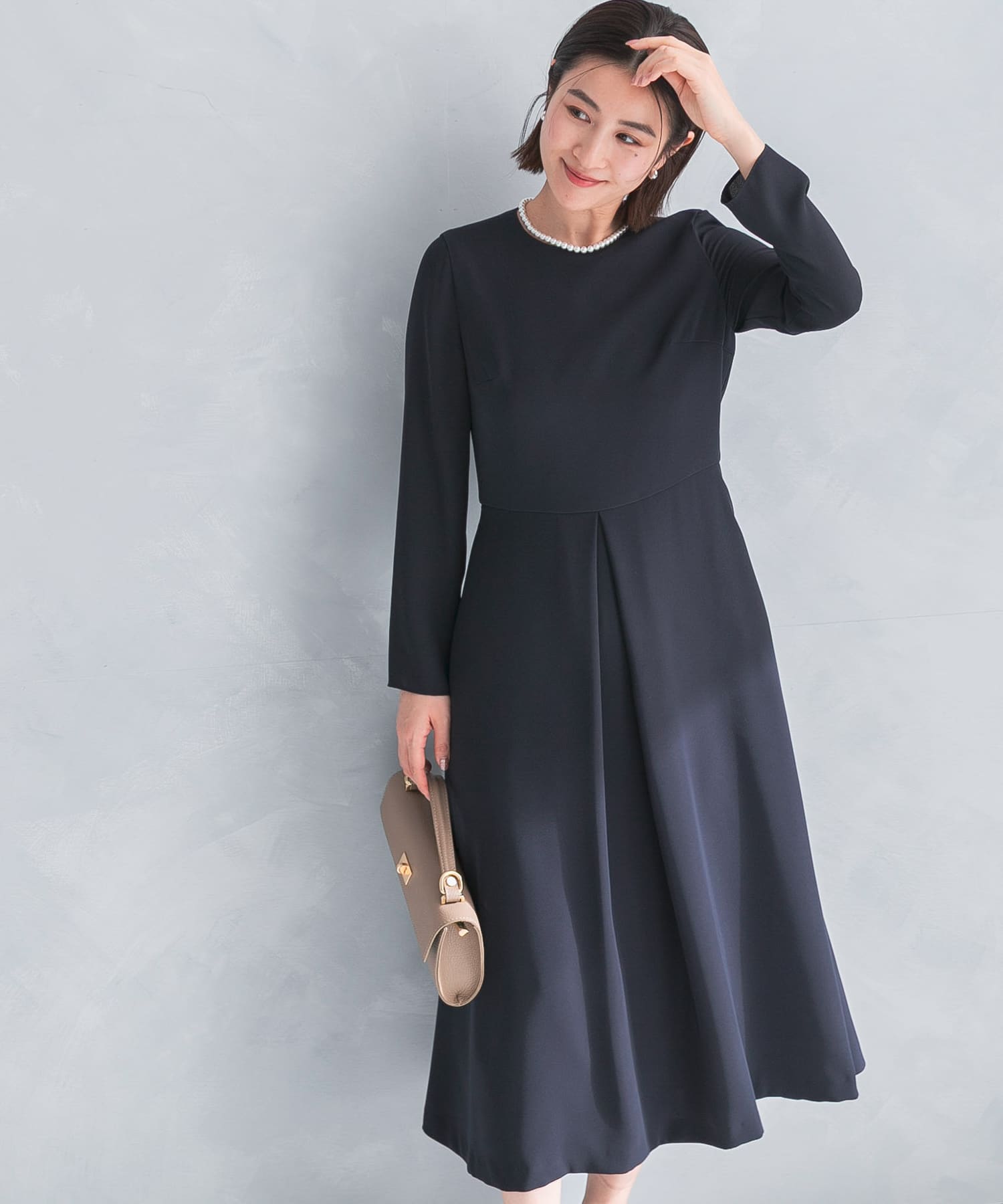 かれんDiagram ロングワンピース kaene シフォン合わせロングワンピース(M navy): ドレスライン｜URBAN
