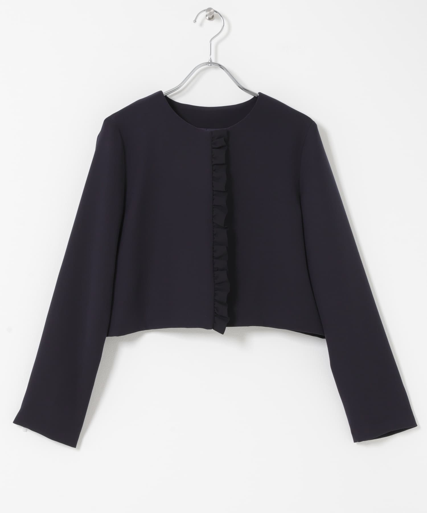 kaene　シフォンフリルジャケット navy M