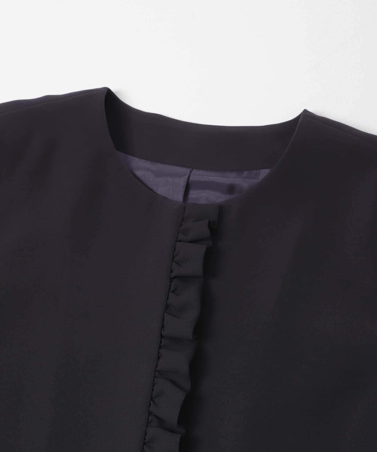 kaene　シフォンフリルジャケット navy M