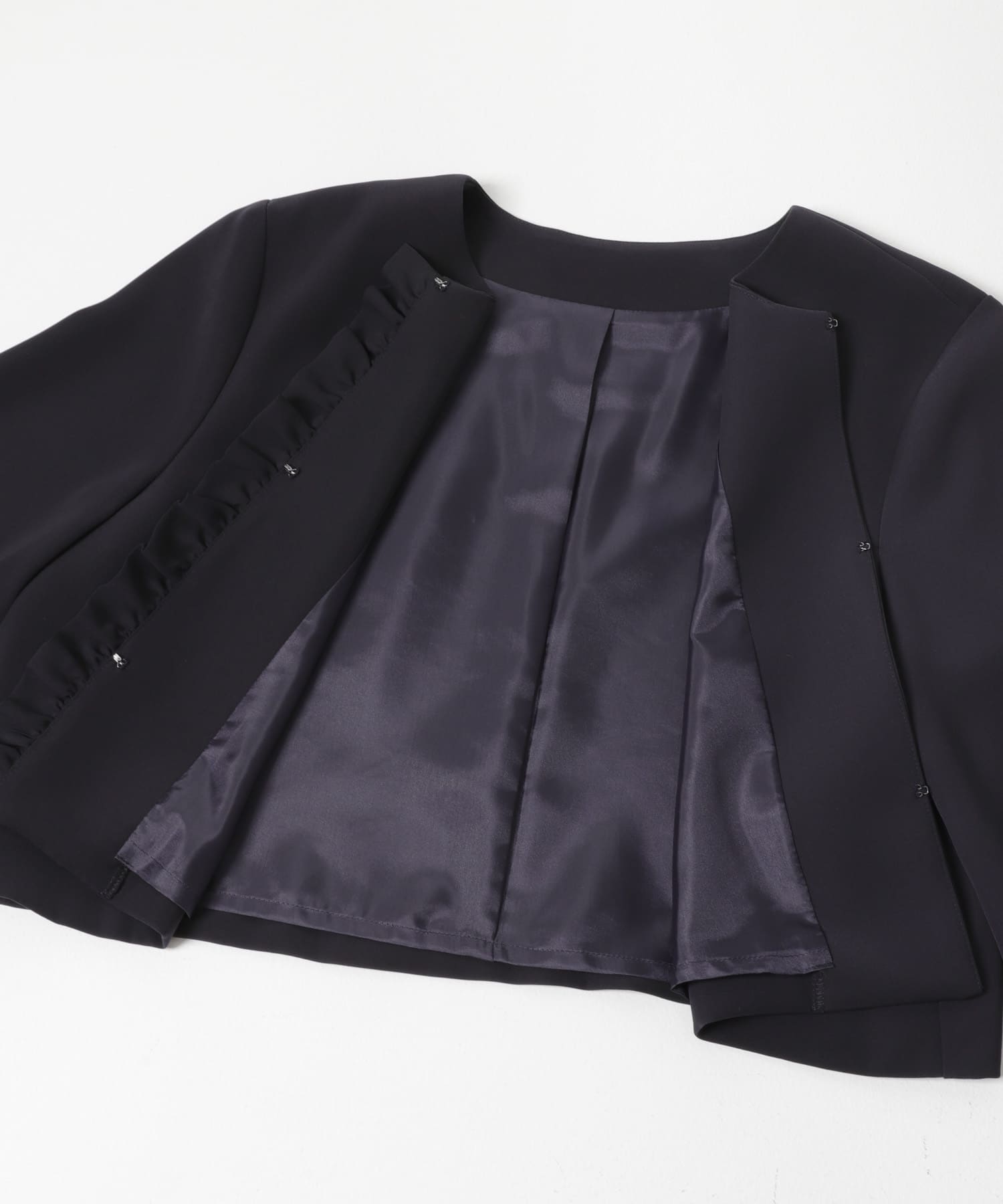 kaene　シフォンフリルジャケット navy M