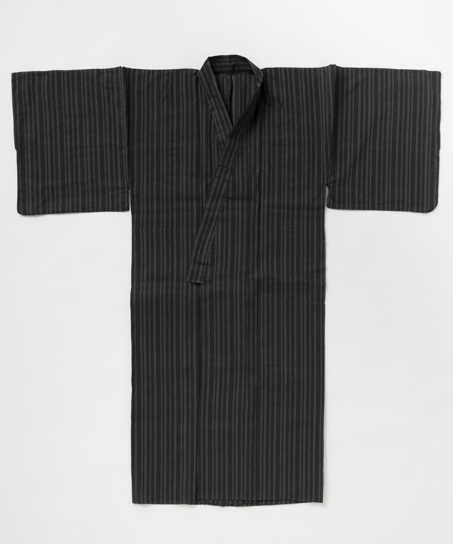 紳士浴衣 綿麻先染め ストライプ黒 M