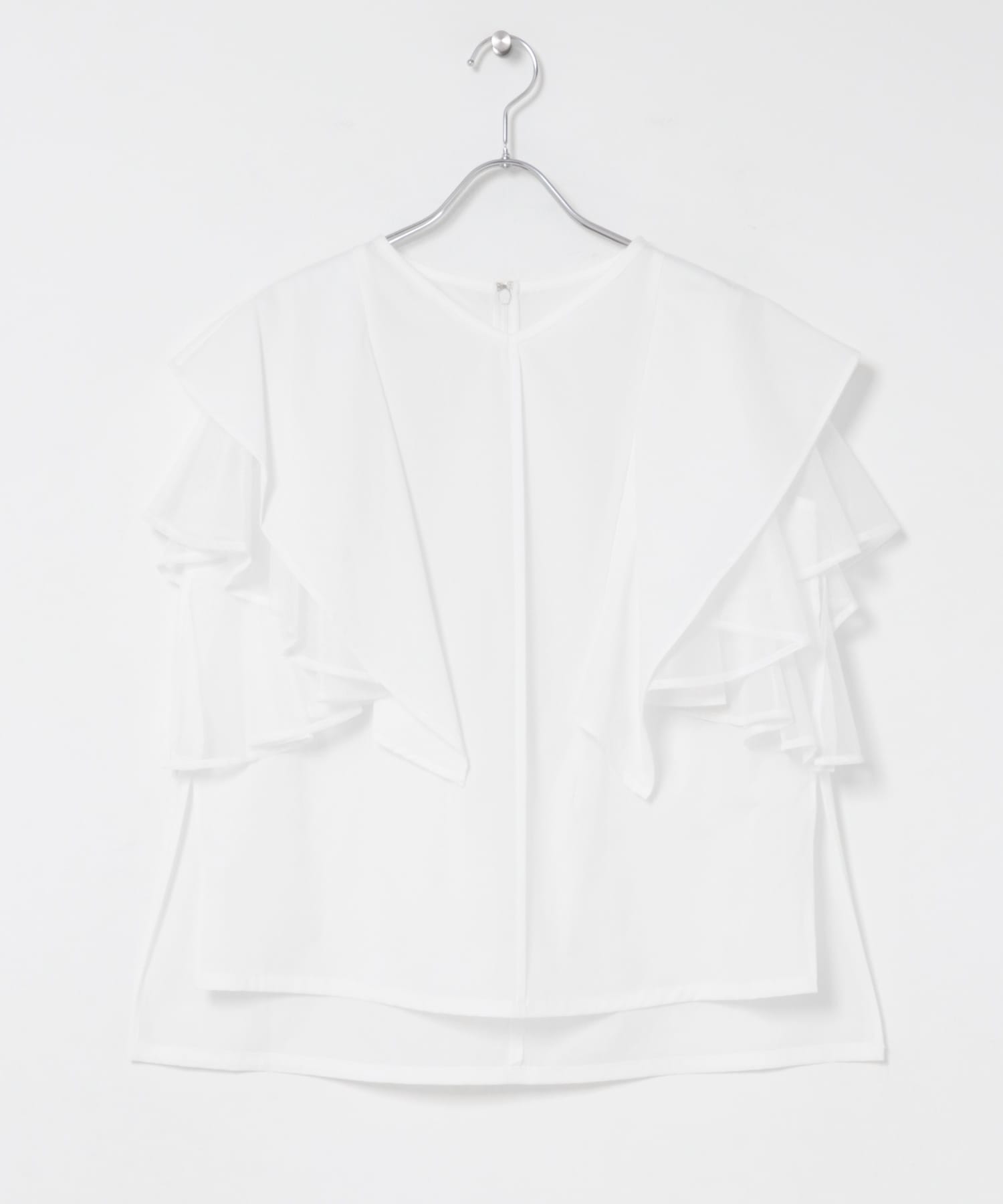 ELENDEEK　MESH LAYERED SLEEVE BLOUSE O.WHT Free