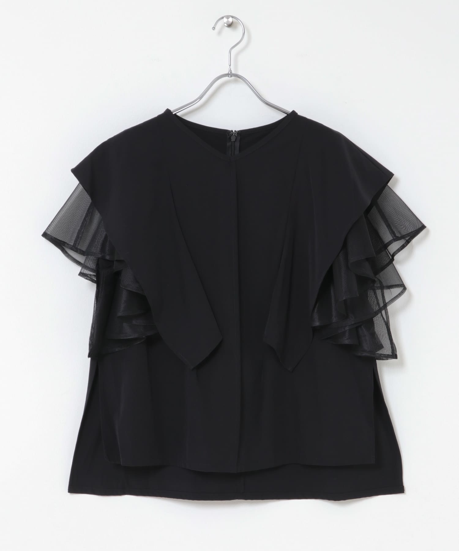 ELENDEEK　MESH LAYERED SLEEVE BLOUSE