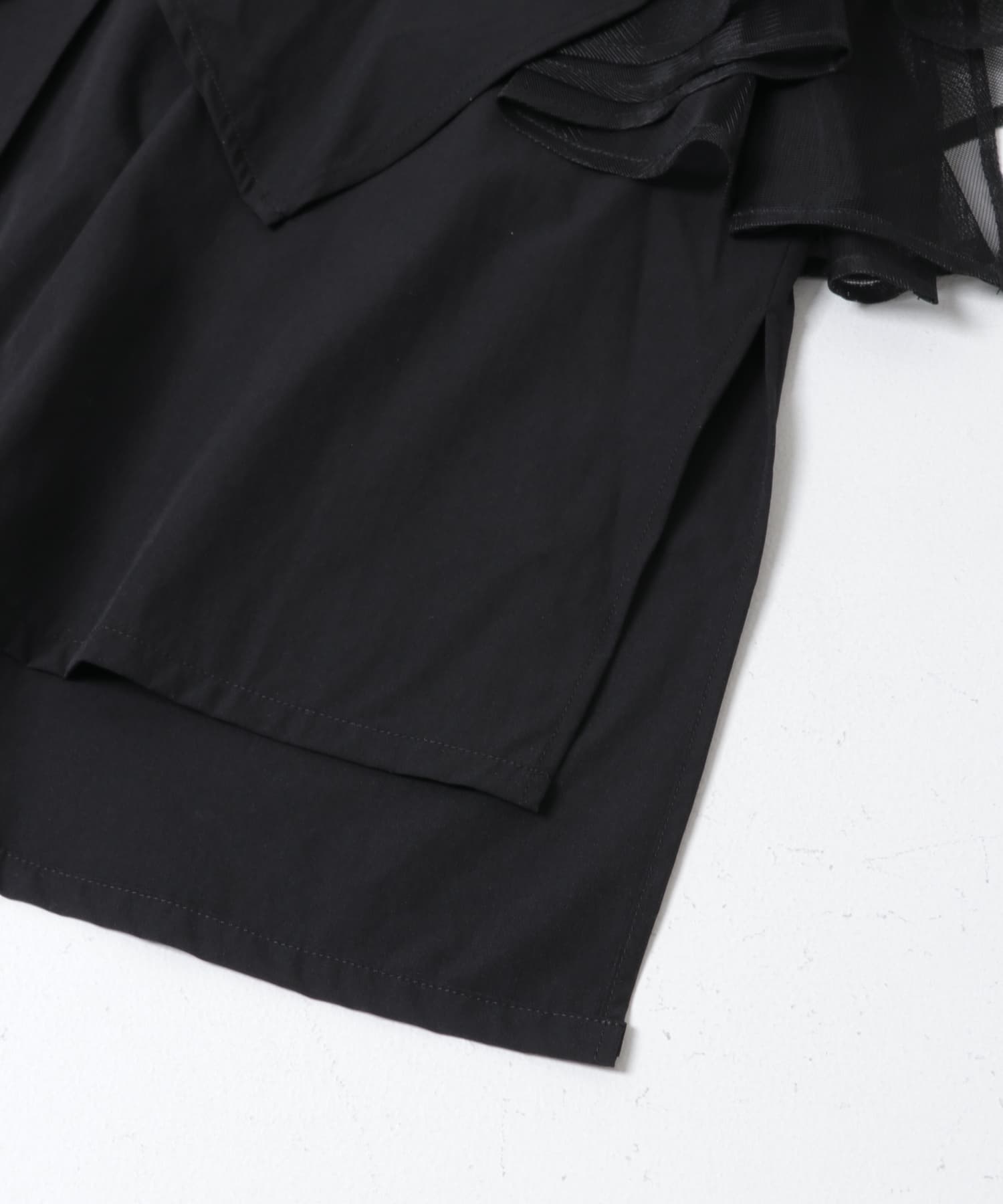 ELENDEEK　MESH LAYERED SLEEVE BLOUSE BLK Free