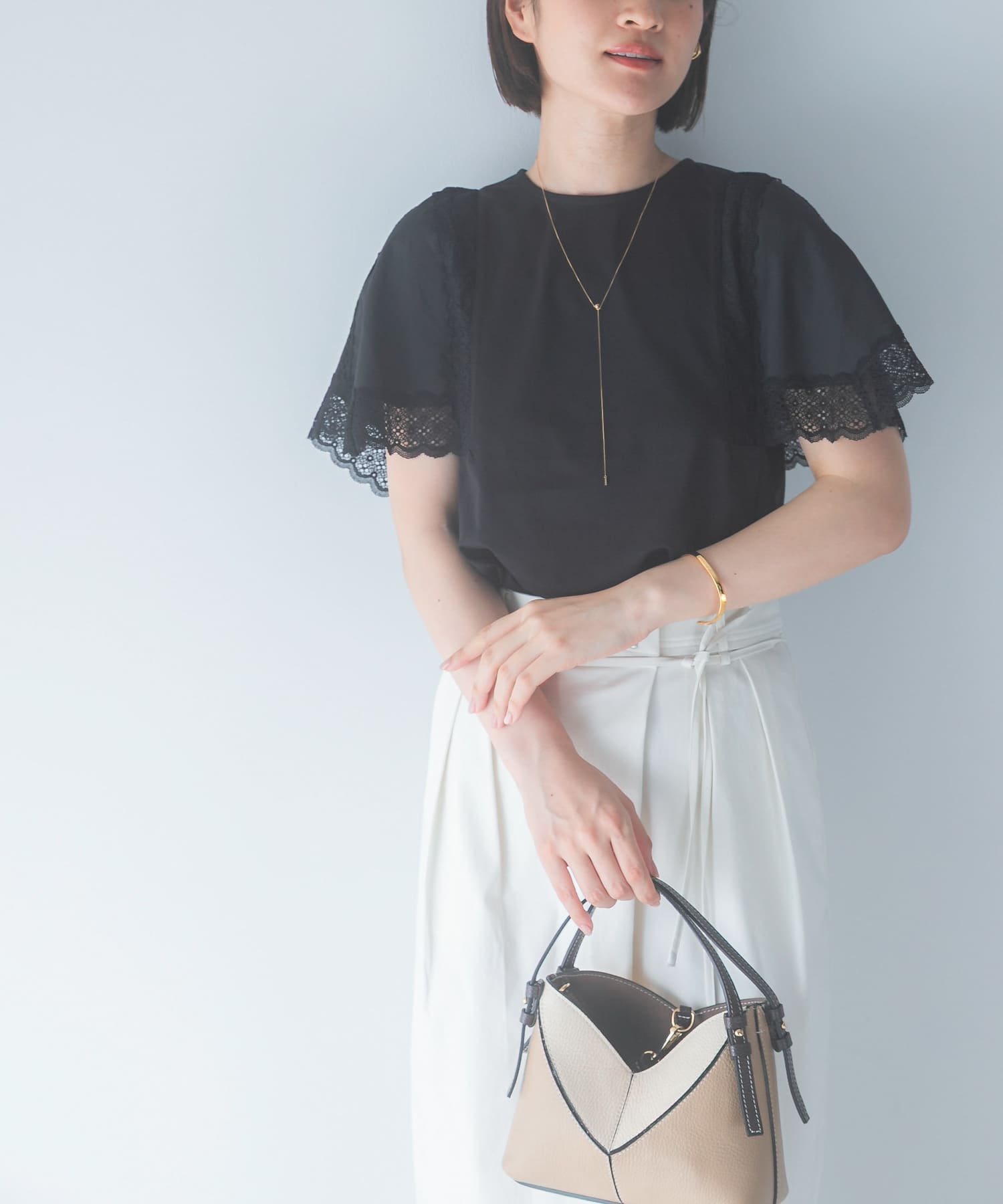 MARILYN MOON　LACED  SLEEVE CUTSEW