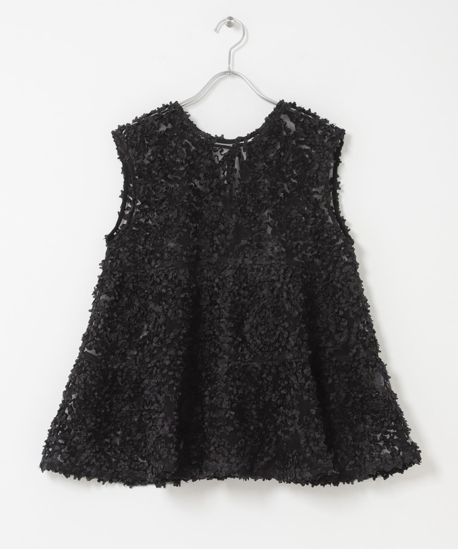 Torrazzo Donna　FLOWER LACE A-LINE TOP BLACK Free