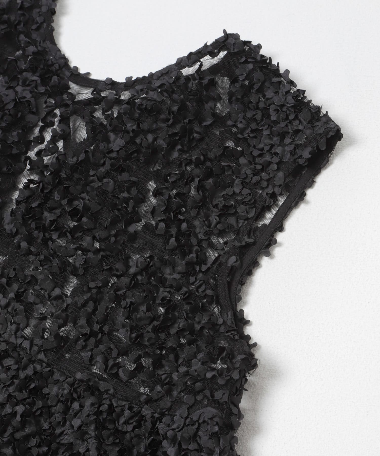 Torrazzo Donna　FLOWER LACE A-LINE TOP BLACK Free