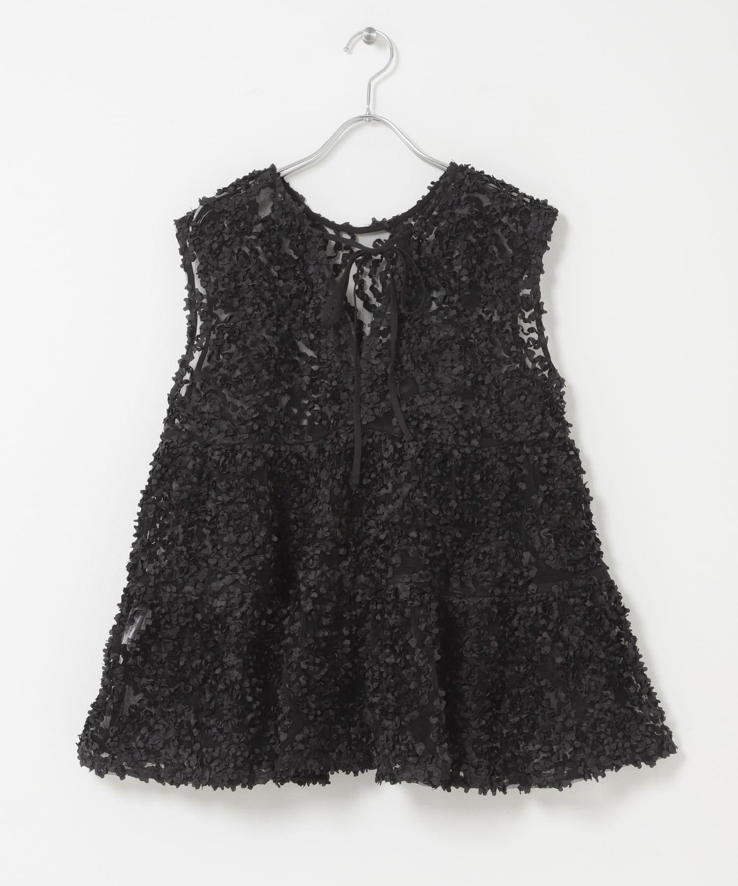 Torrazzo Donna　FLOWER LACE A-LINE TOP BLACK Free