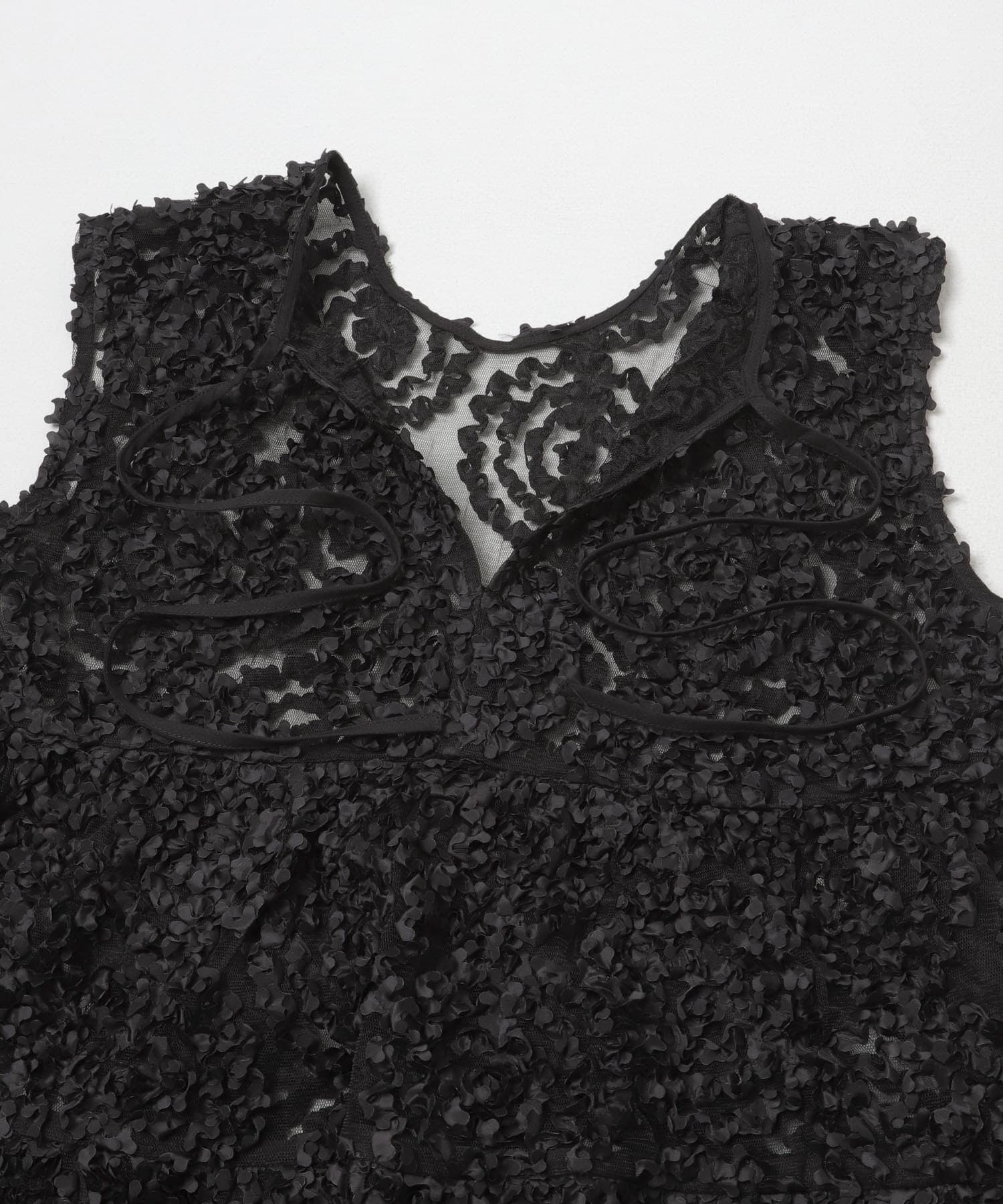 Torrazzo Donna　FLOWER LACE A-LINE TOP BLACK Free