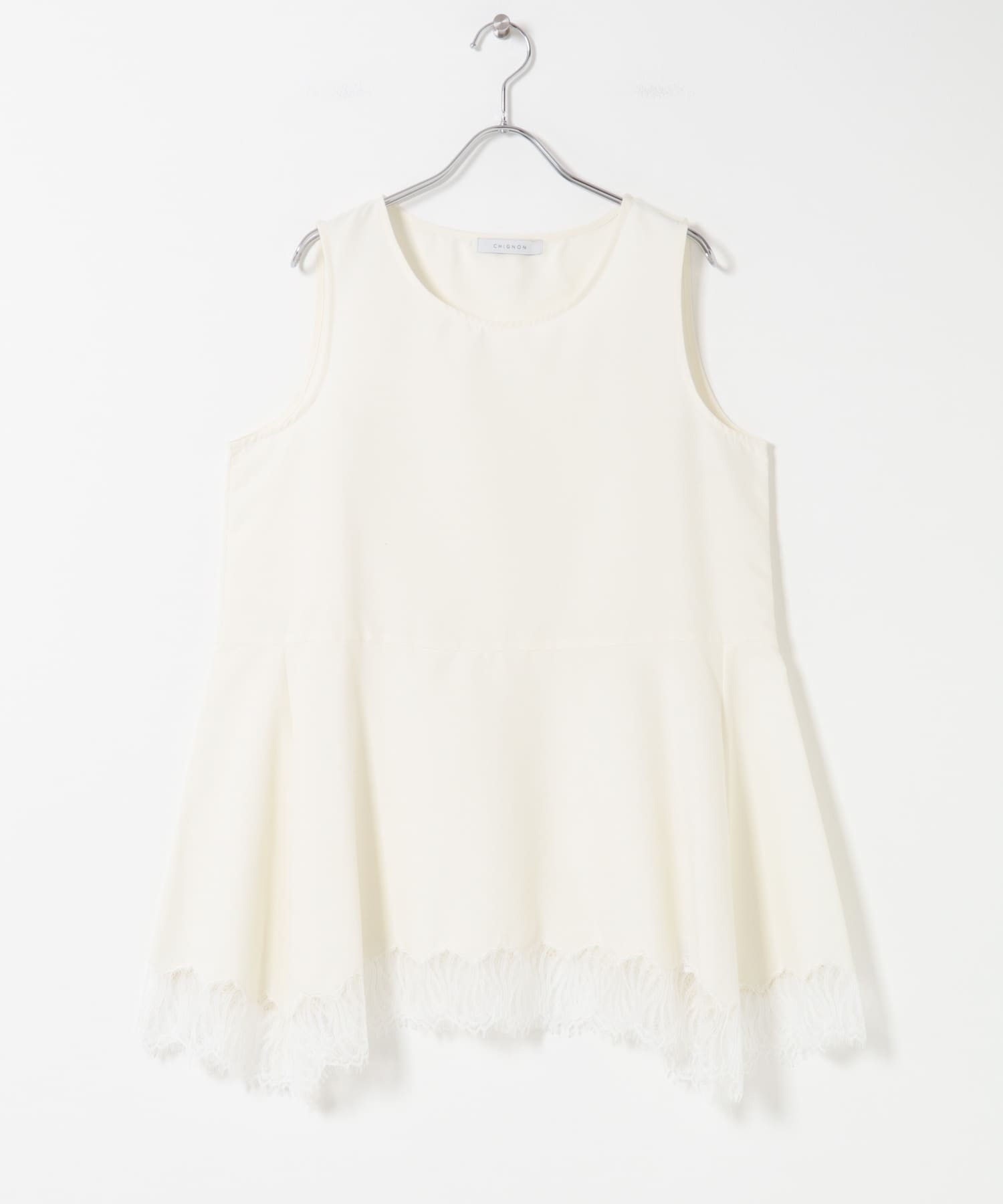 CHIGNON　ヘムレースサテンタンクトップ OWHITE Free