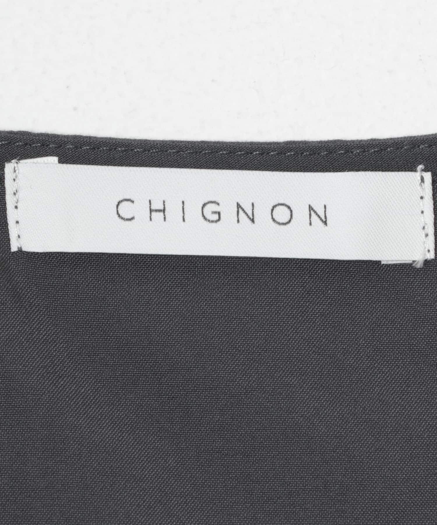 CHIGNON　ヘムレースサテンタンクトップ BLACK Free