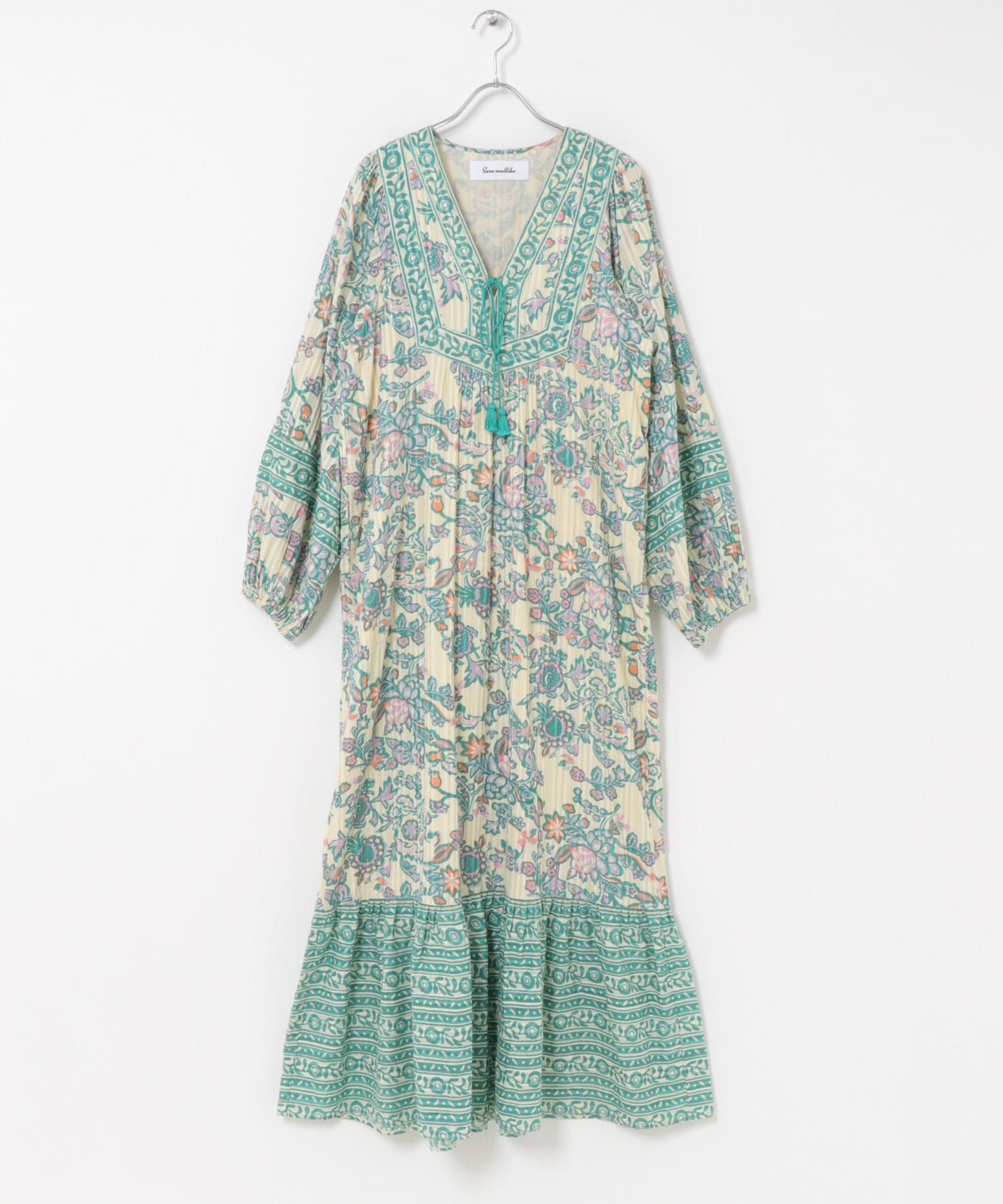 sara mallika　PAISLEY FLOWER PRINT DRESS GREEN S