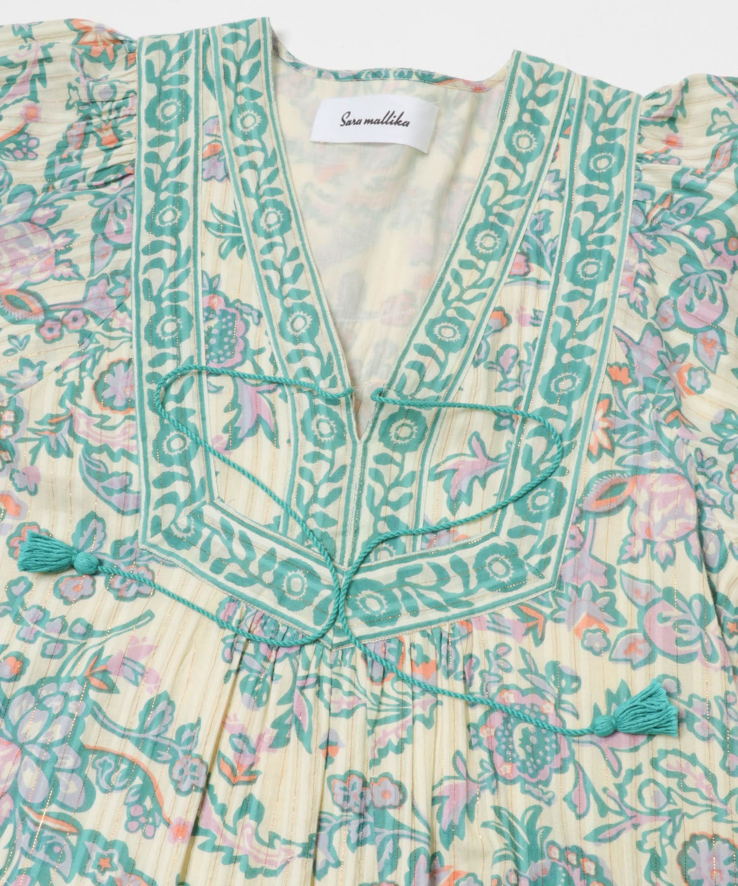 sara mallika　PAISLEY FLOWER PRINT DRESS GREEN S