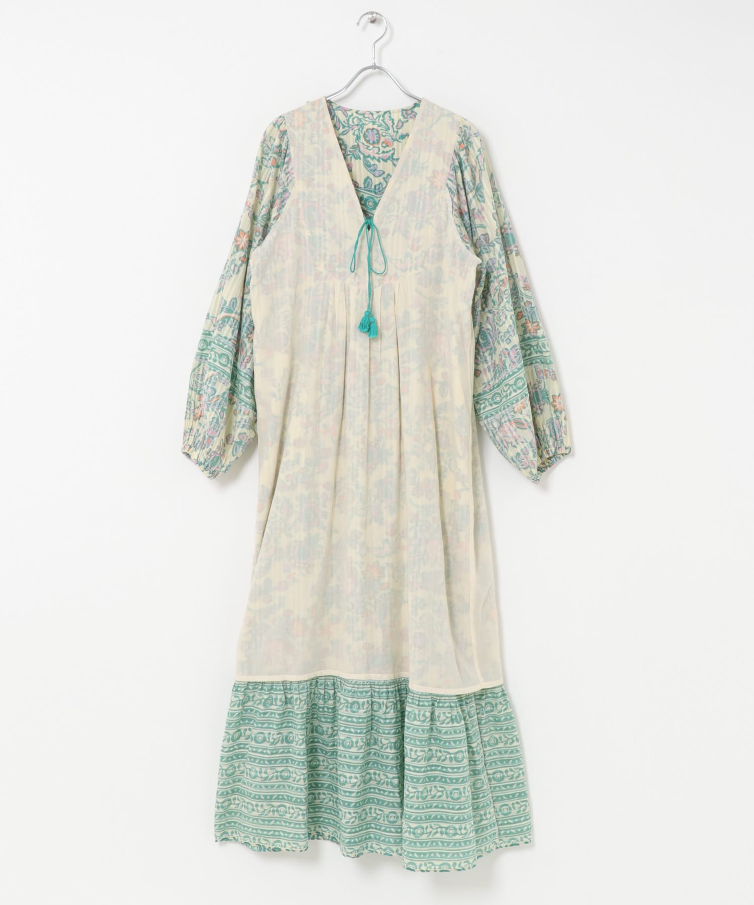 sara mallika　PAISLEY FLOWER PRINT DRESS GREEN S