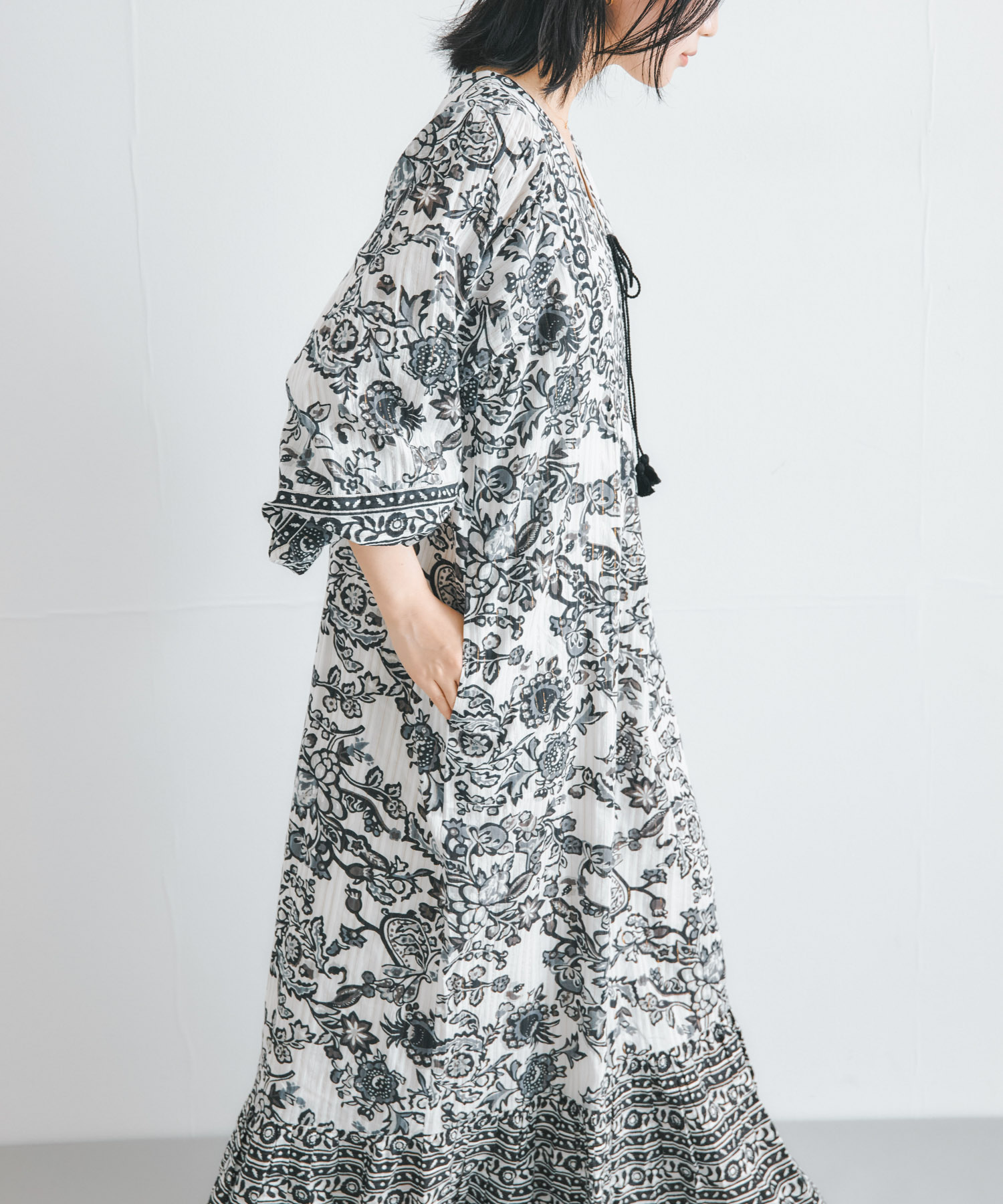 sara mallika　PAISLEY FLOWER PRINT DRESS