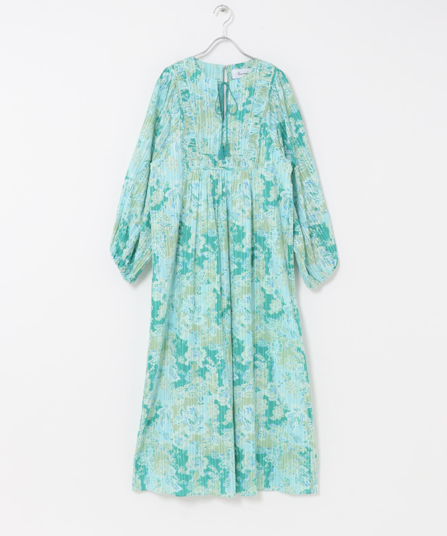 sara mallika　COTTON BOHEMIAN FLOWER DRESS GREEN S