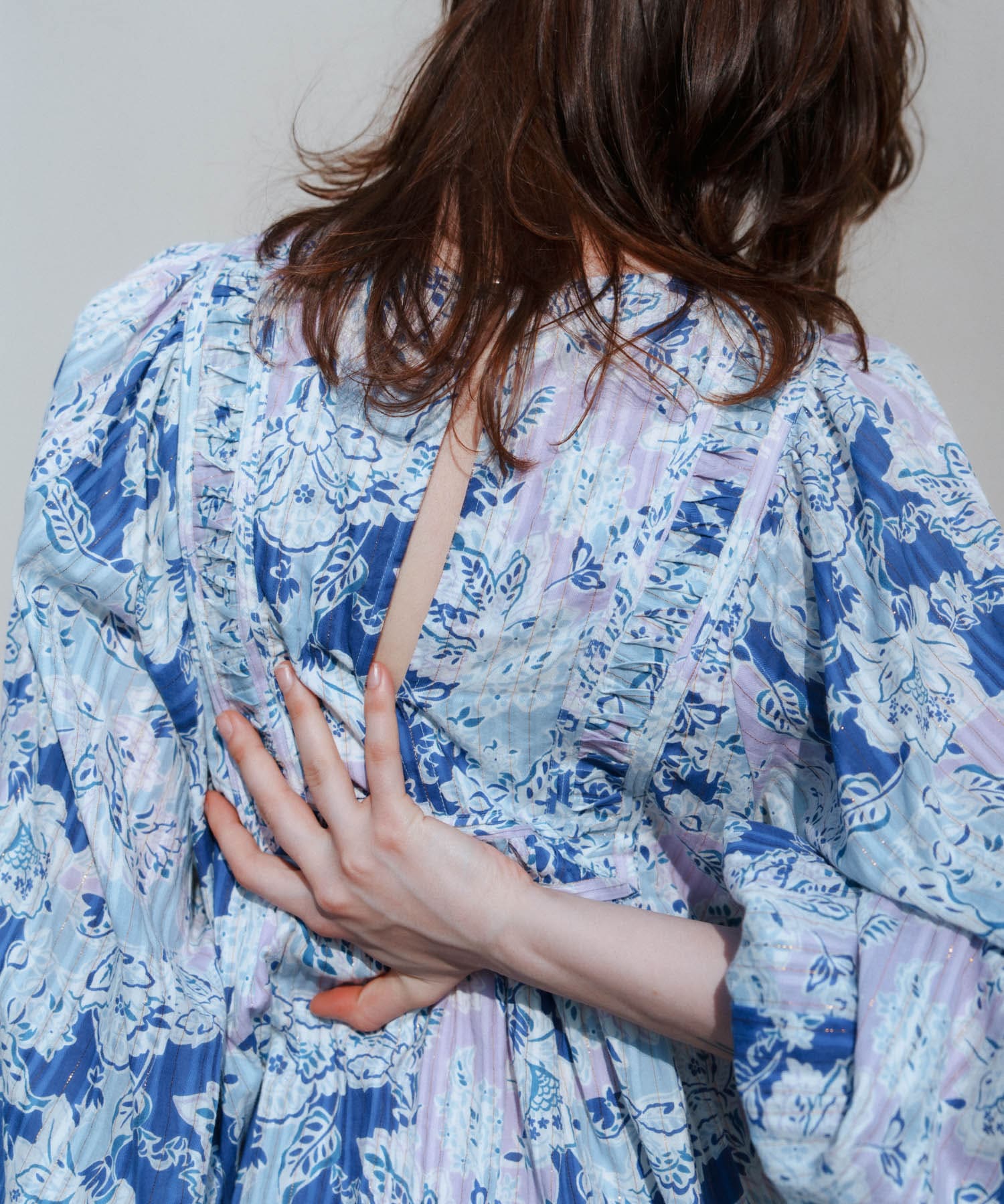 sara mallika　COTTON BOHEMIAN FLOWER DRESS PURPLE S