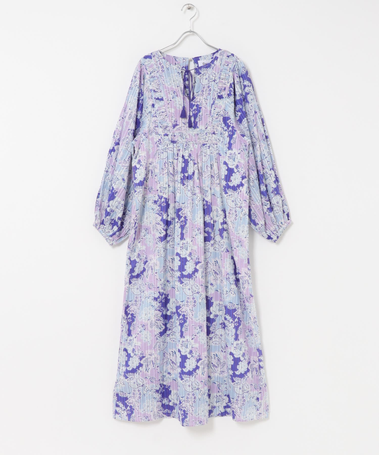 sara mallika　COTTON BOHEMIAN FLOWER DRESS PURPLE S