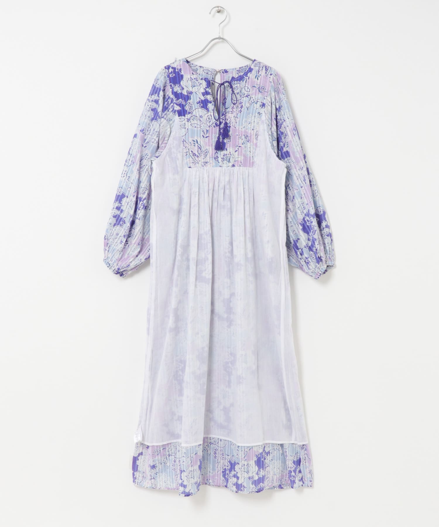 sara mallika　COTTON BOHEMIAN FLOWER DRESS PURPLE S