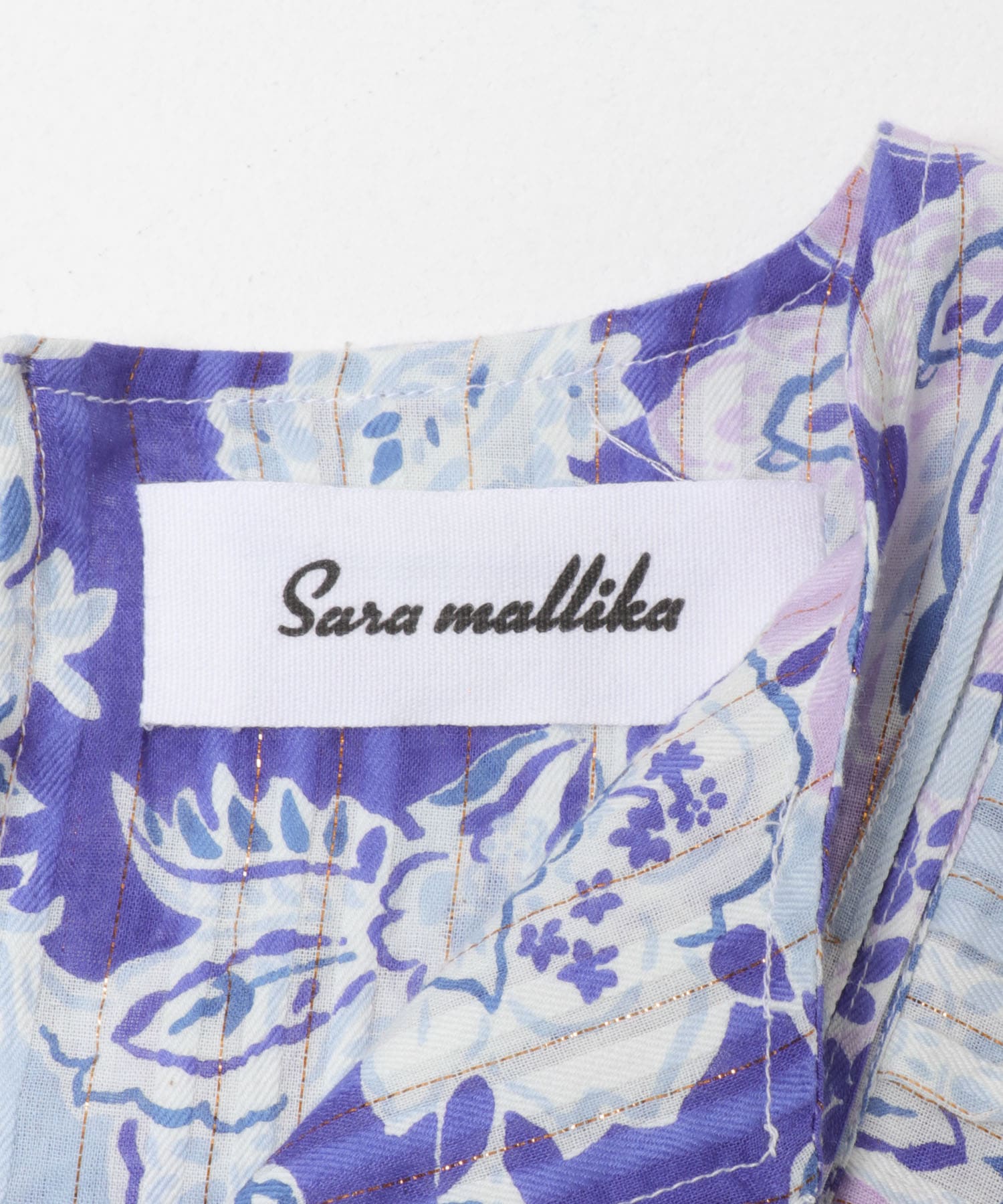 sara mallika　COTTON BOHEMIAN FLOWER DRESS PURPLE S