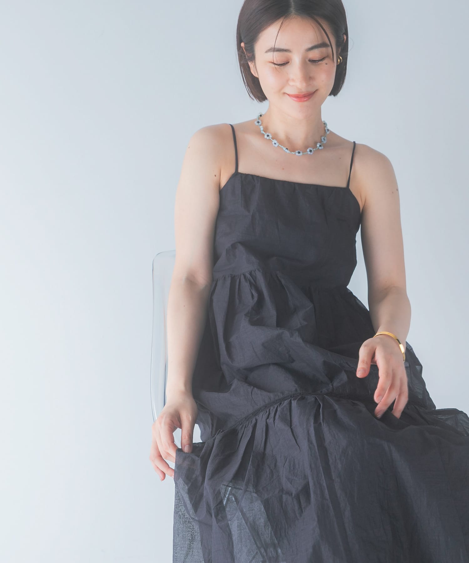 MARILYN MOON SHEER TIERED DRESS(Free BEIGE): ワンピース｜URBAN
