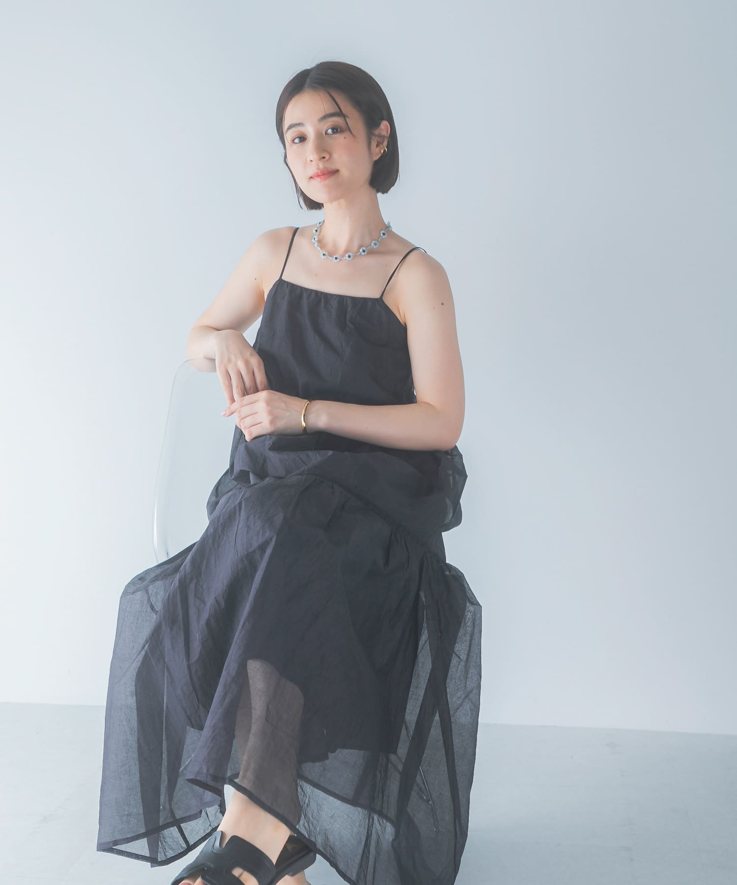 MARILYN MOON SHEER TIERED DRESS(Free BEIGE): ワンピース｜URBAN