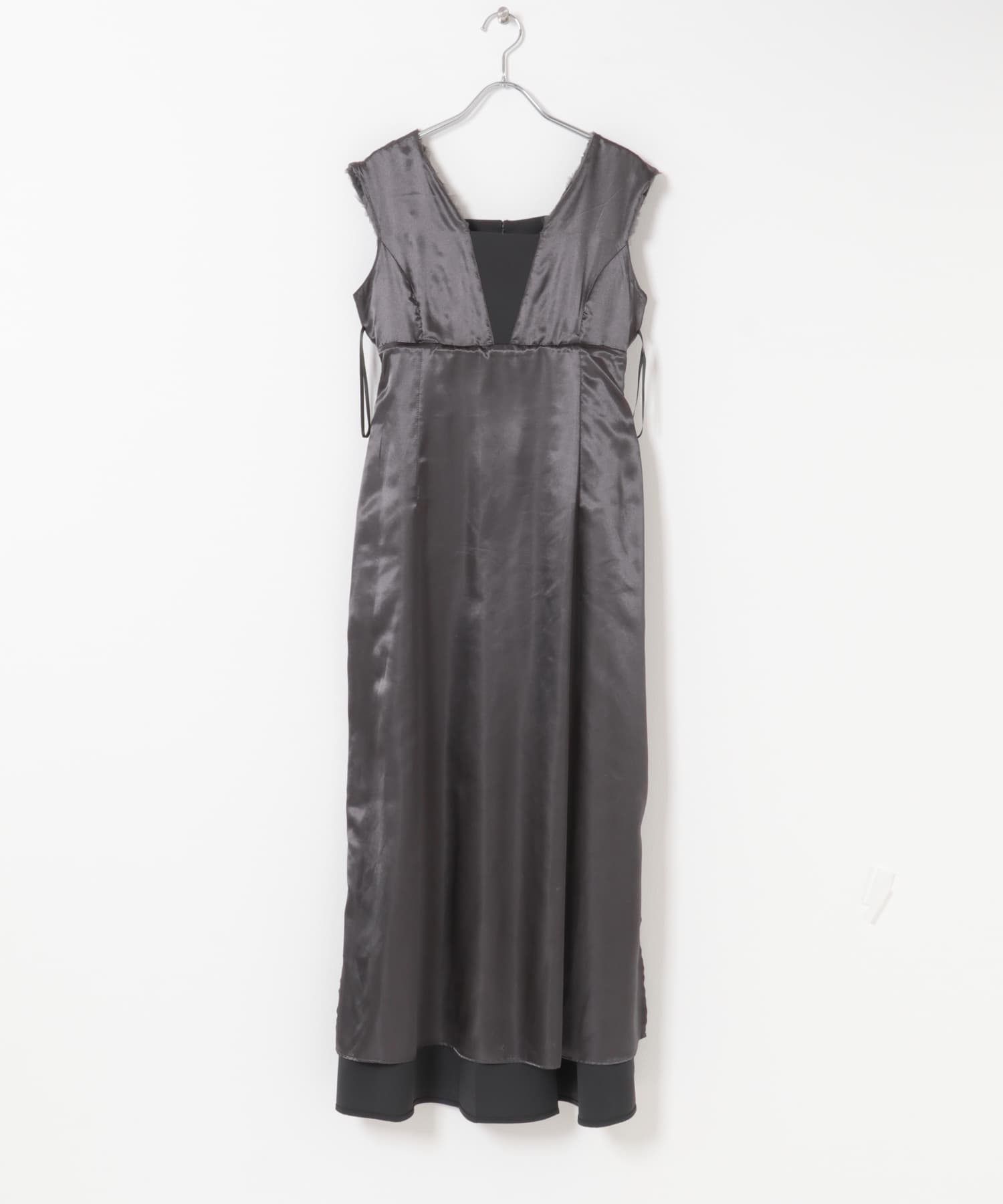 ANDRESD　TULLE FRILL PEPLUM DRESS CHARCOAL S