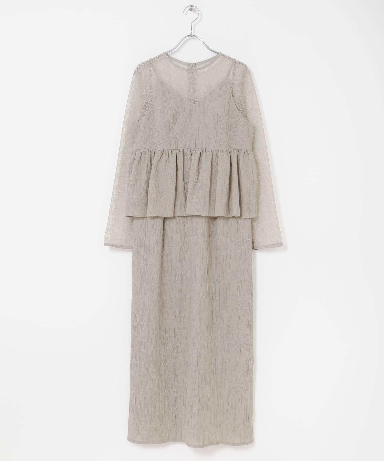 kaene　レイヤードペプラムドレス light gray S