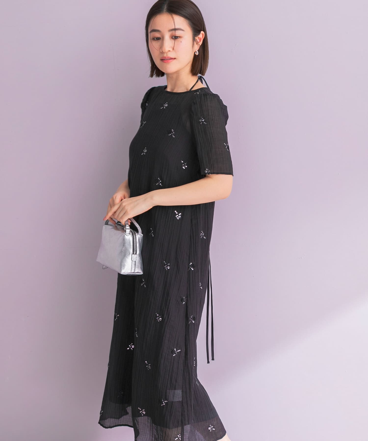 kaene　ビジューチュールホルターネックドレス