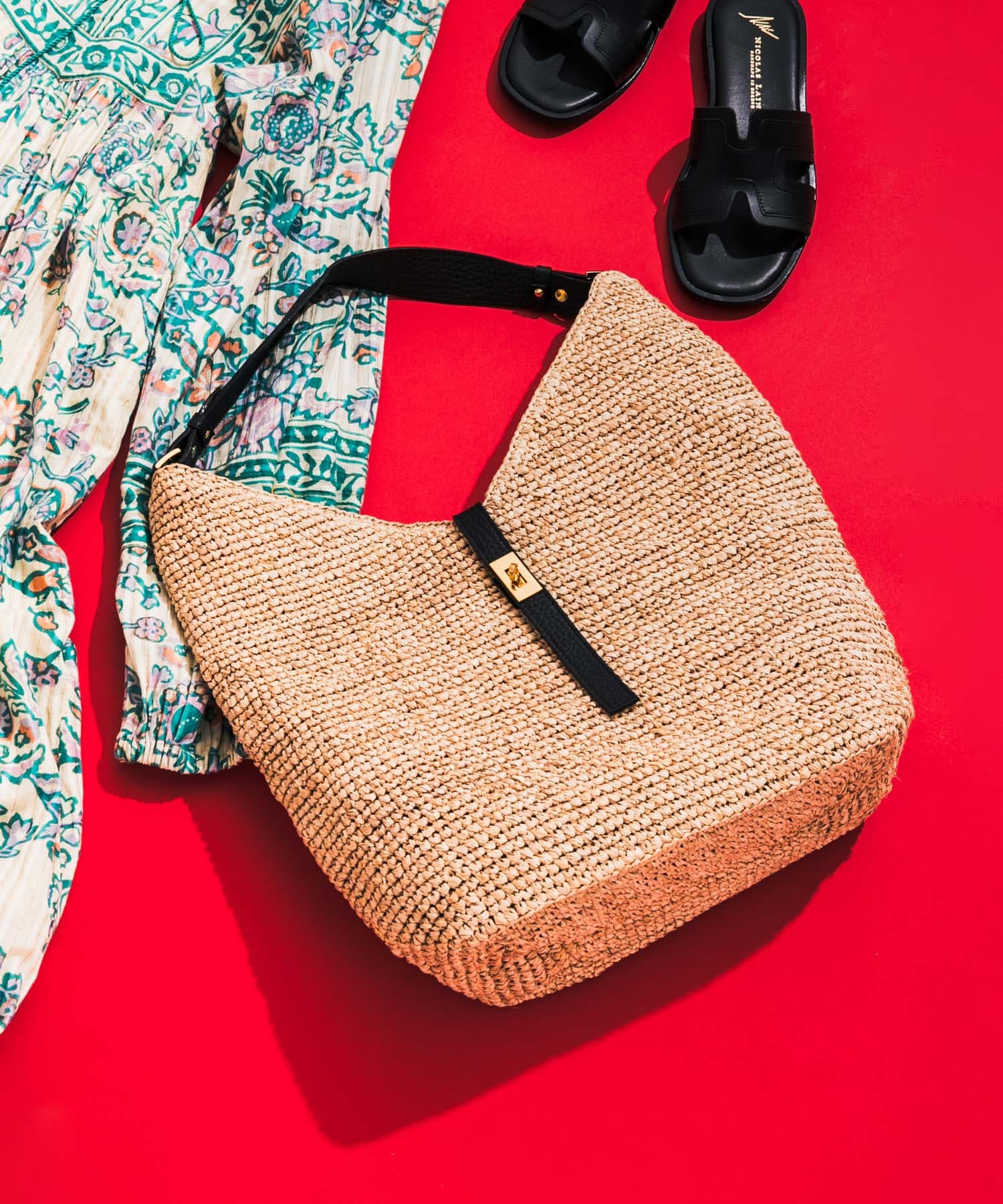 VIOLAd’ORO　ラフィアワンショルダーバッグ