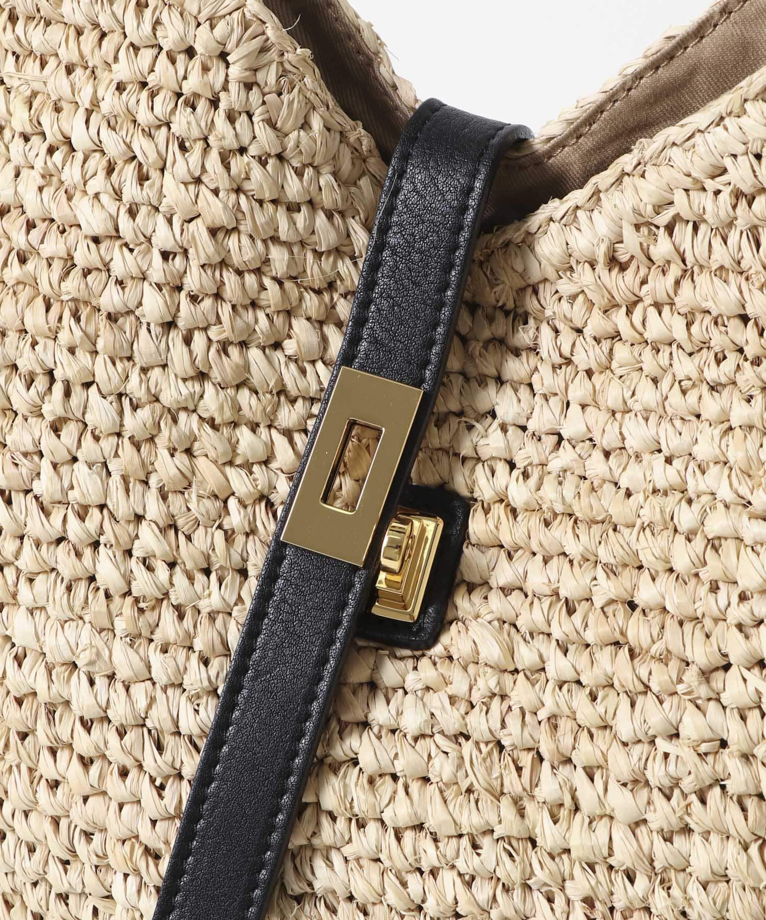 VIOLAd’ORO　ラフィアワンショルダーバッグ NATU BLK -