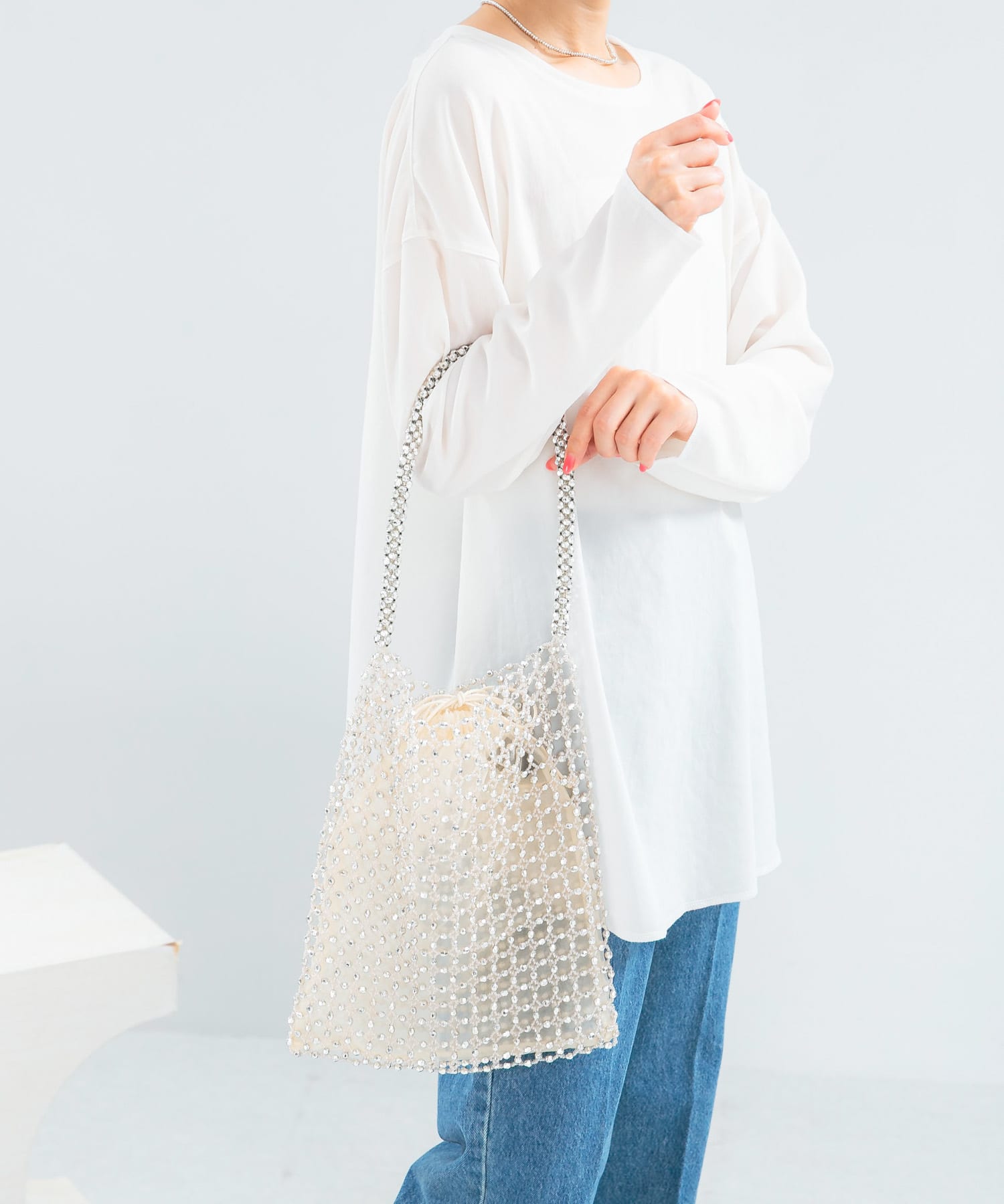 BAGMATI　ビーズバッグ WHITEGOLD Free