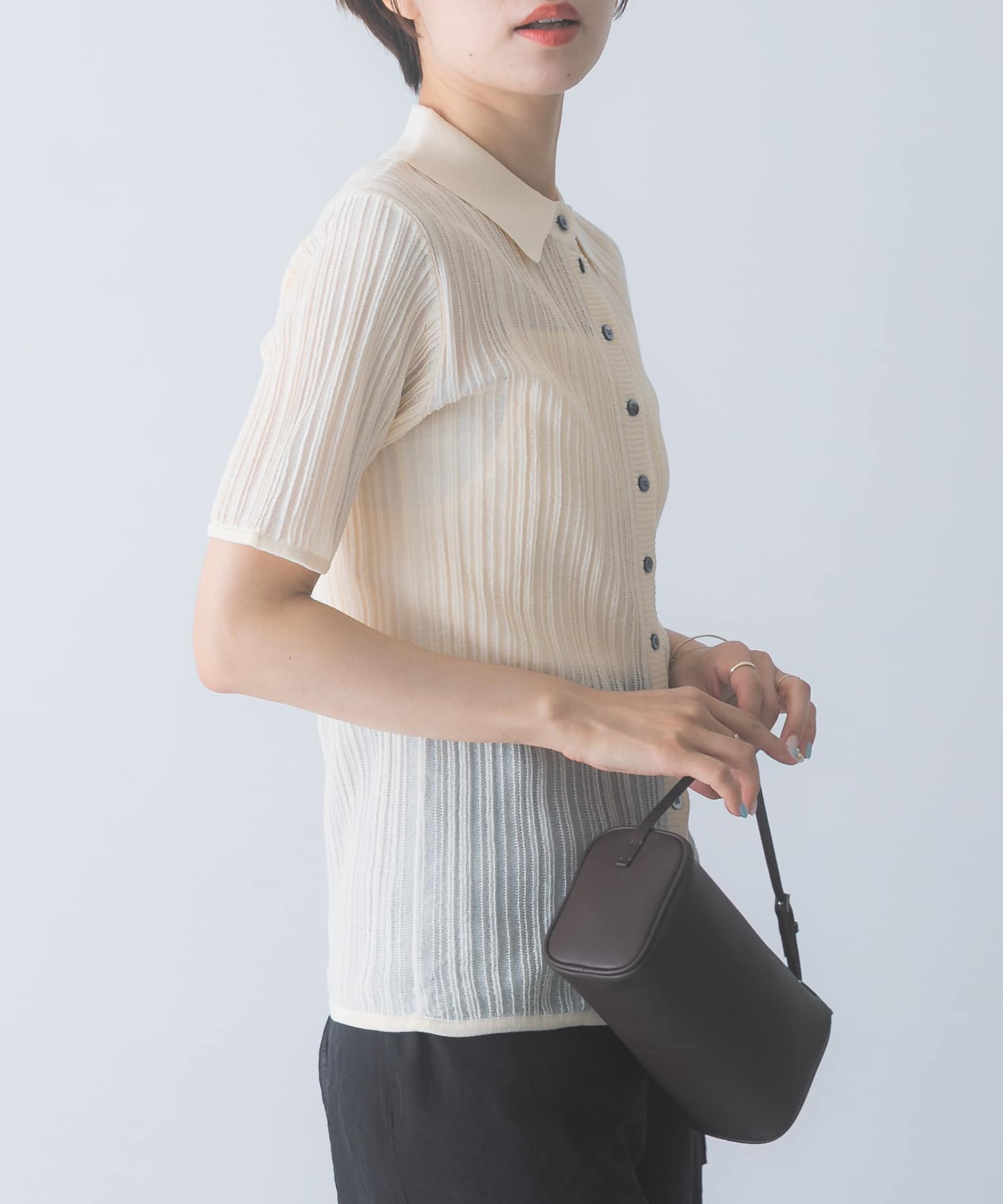ELENDEEK SHEER PLEATS KNIT TOP(Free PNK): トップス｜URBAN RESEARCH