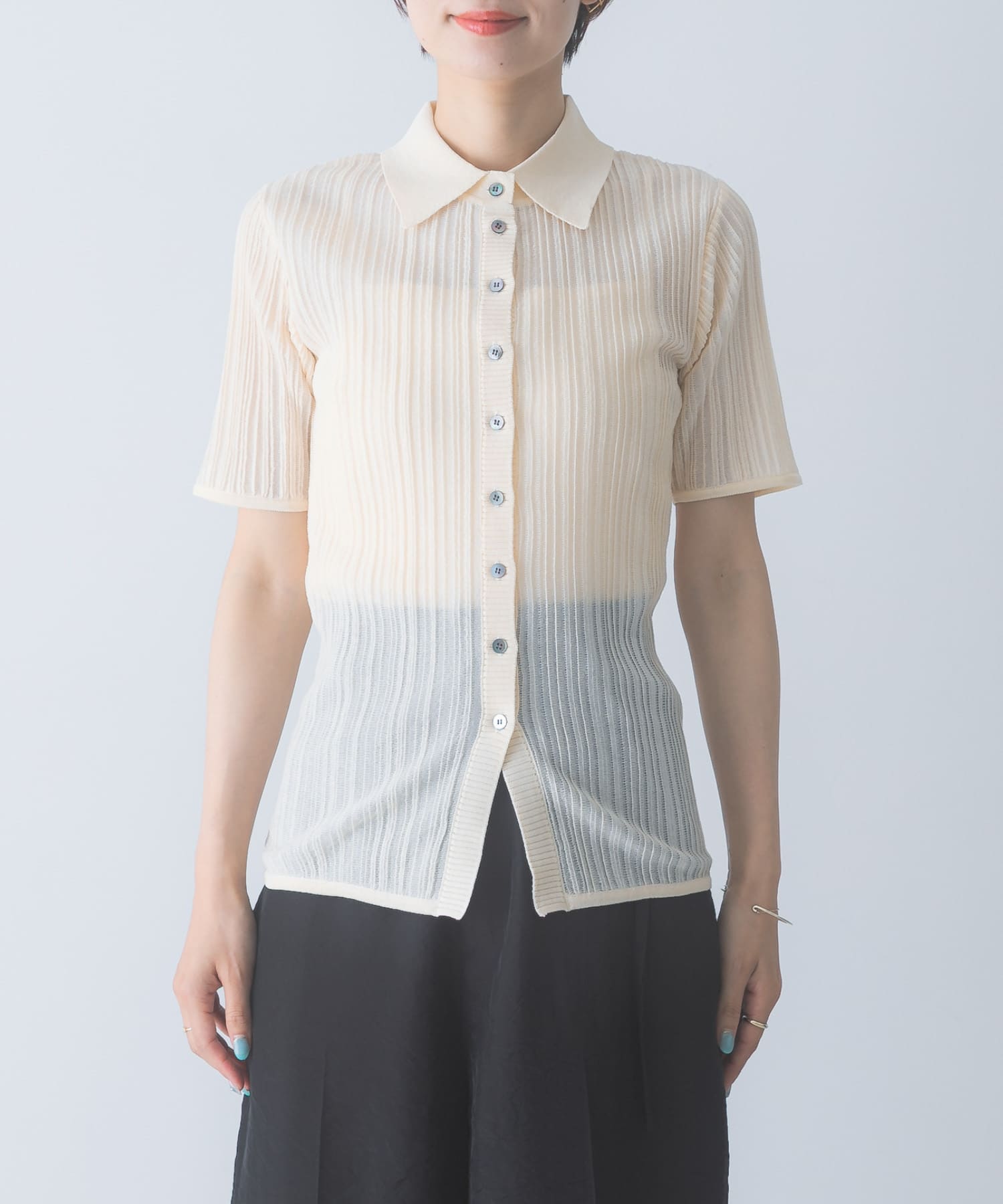 ELENDEEK SHEER PLEATS KNIT TOP(Free PNK): トップス｜URBAN RESEARCH