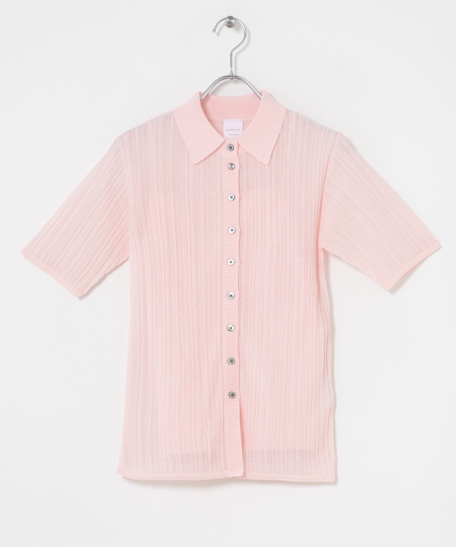 ELENDEEK　SHEER PLEATS KNIT TOP PNK Free