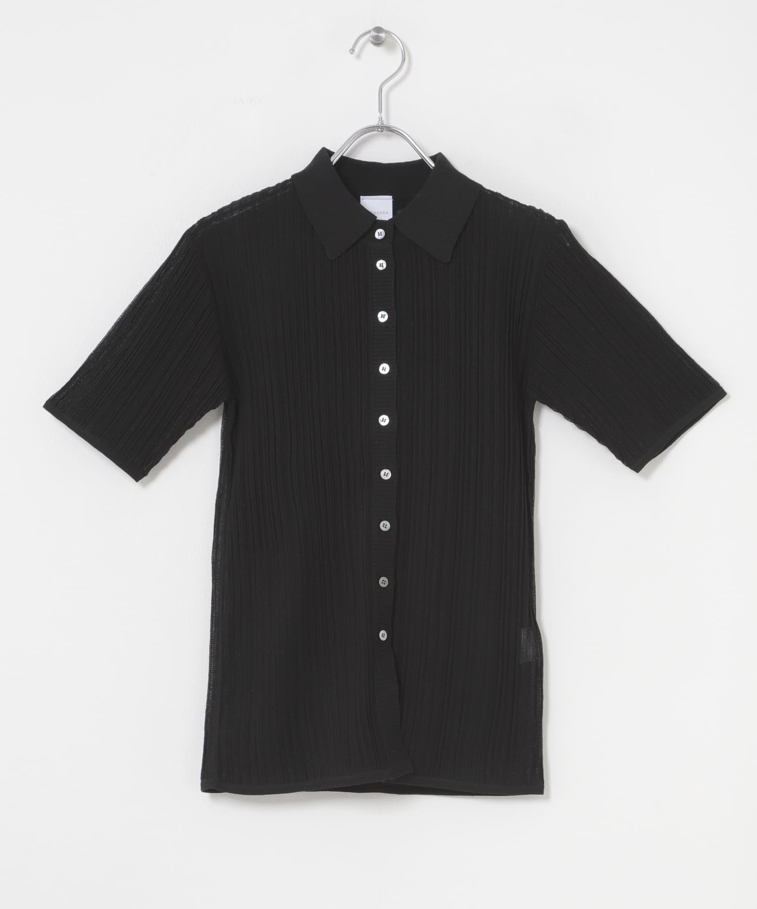ELENDEEK　SHEER PLEATS KNIT TOP BLK Free