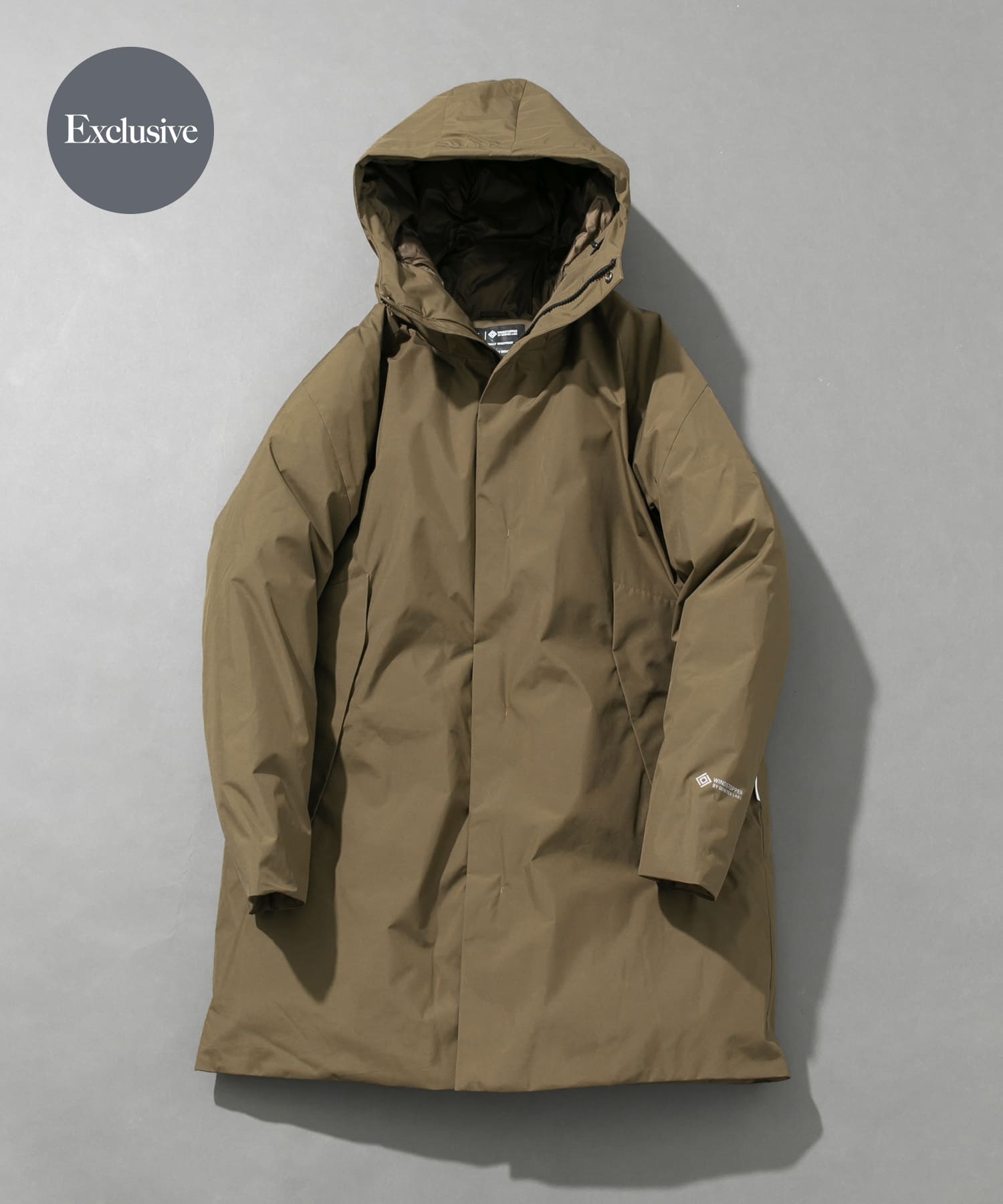 『別注』+phenix　WINDSTOPPER by GORE-TEX LABS ダウンコート BROWN S