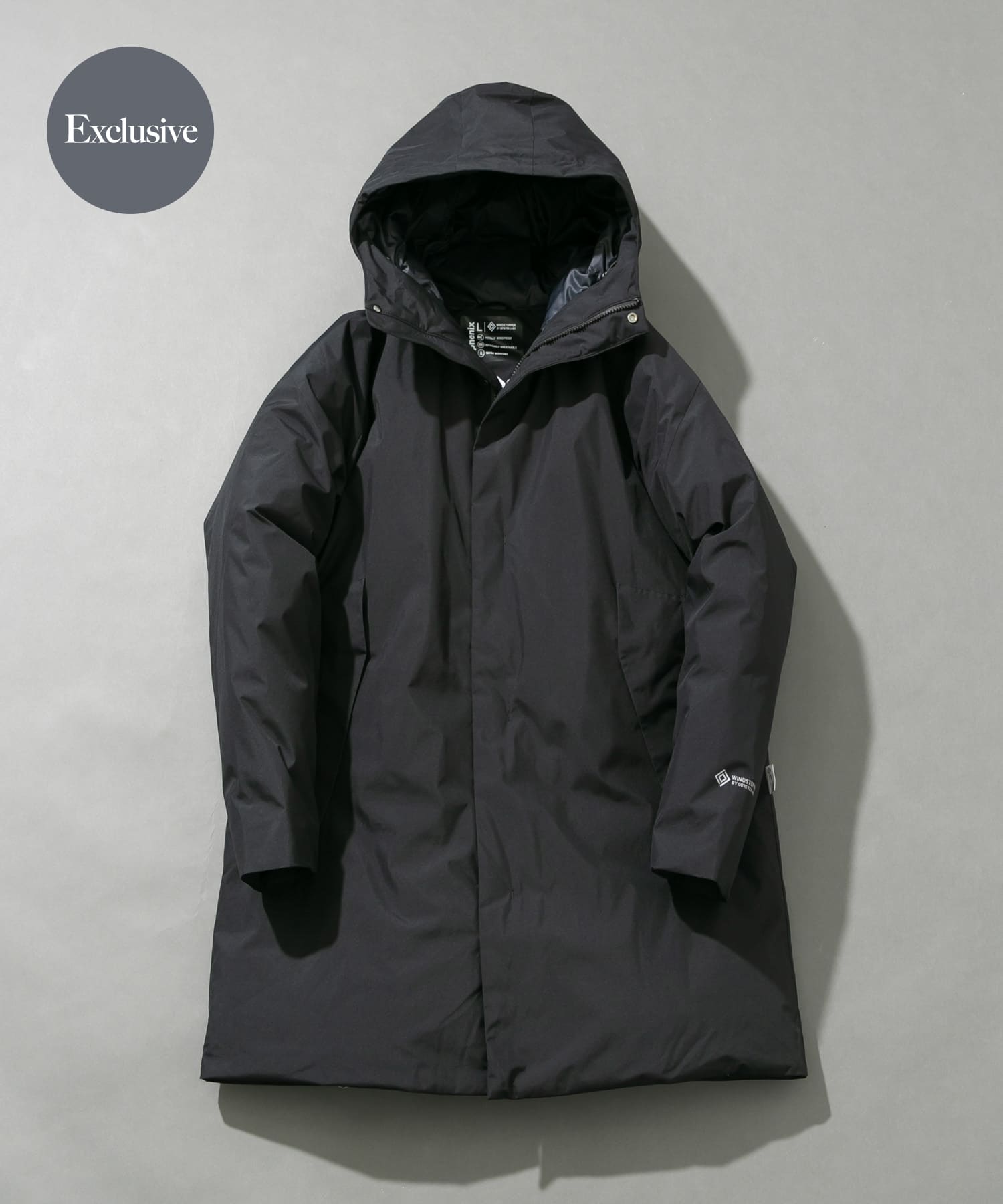 『別注』+phenix　WINDSTOPPER by GORE-TEX LABS ダウンコート BLACK S