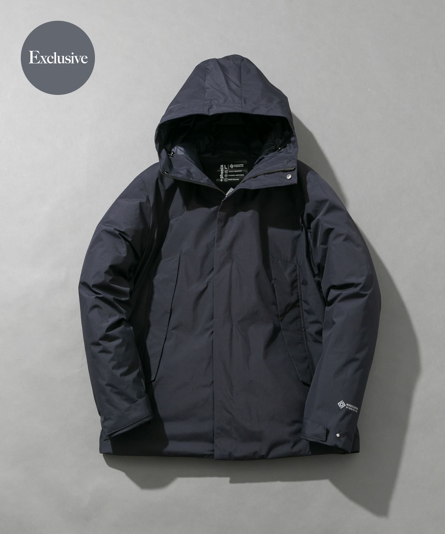 『別注』+phenix　WINDSTOPPER by GORE-TEX LABS ダウンジャケット NAVY S