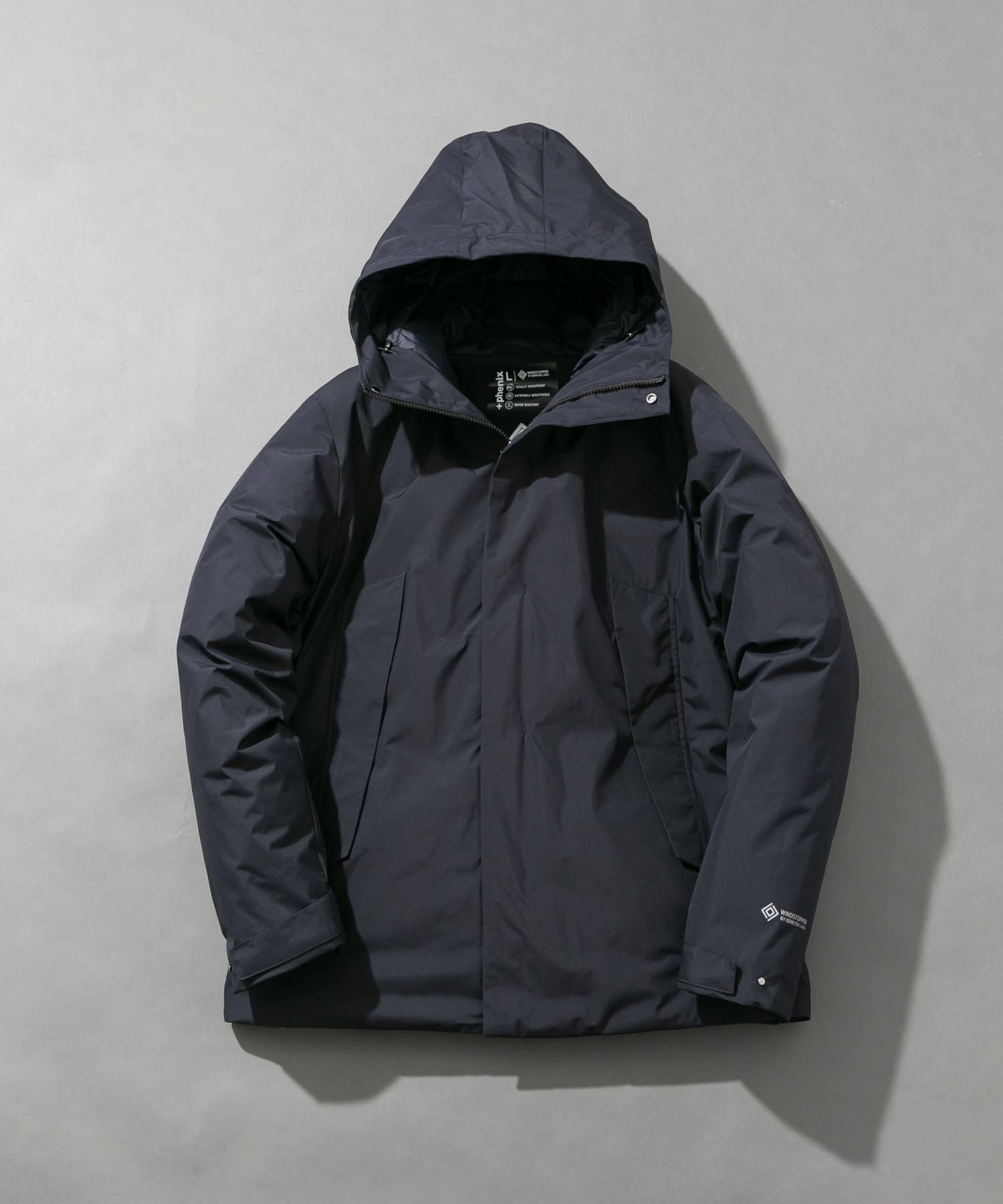 『別注』+phenix　WINDSTOPPER by GORE-TEX LABS ダウンジャケット NAVY S