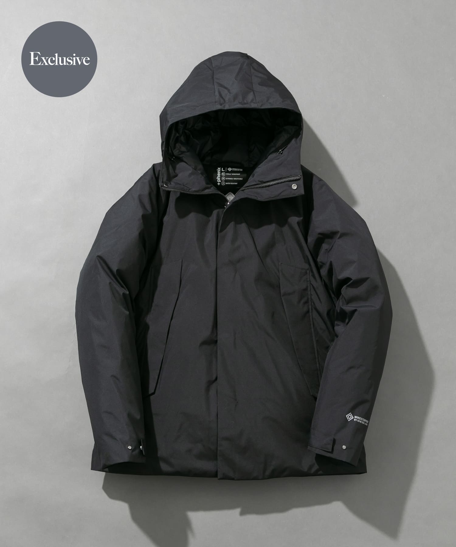 『別注』+phenix　WINDSTOPPER by GORE-TEX LABS ダウンジャケット BLACK S
