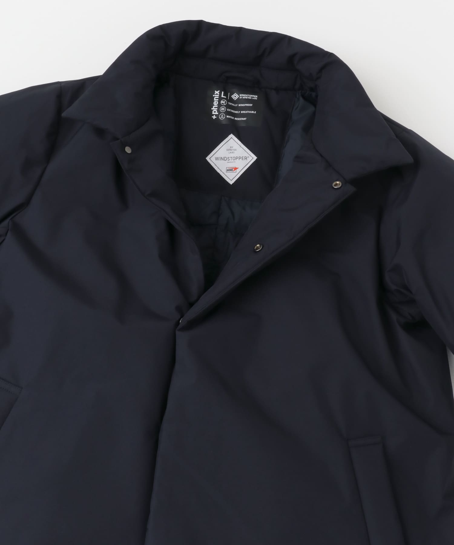 『別注』+phenix　WINDSTOPPER by GORE-TEX LABS スタンドダウンコート NAVY M
