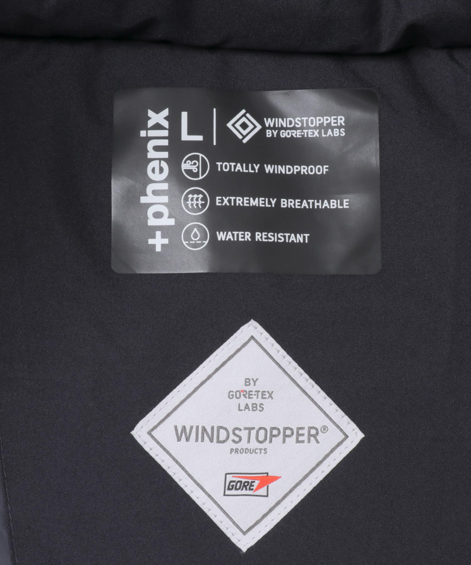 『別注』+phenix　WINDSTOPPER by GORE-TEX LABS 2WAY ダウンジャケット NAVY L