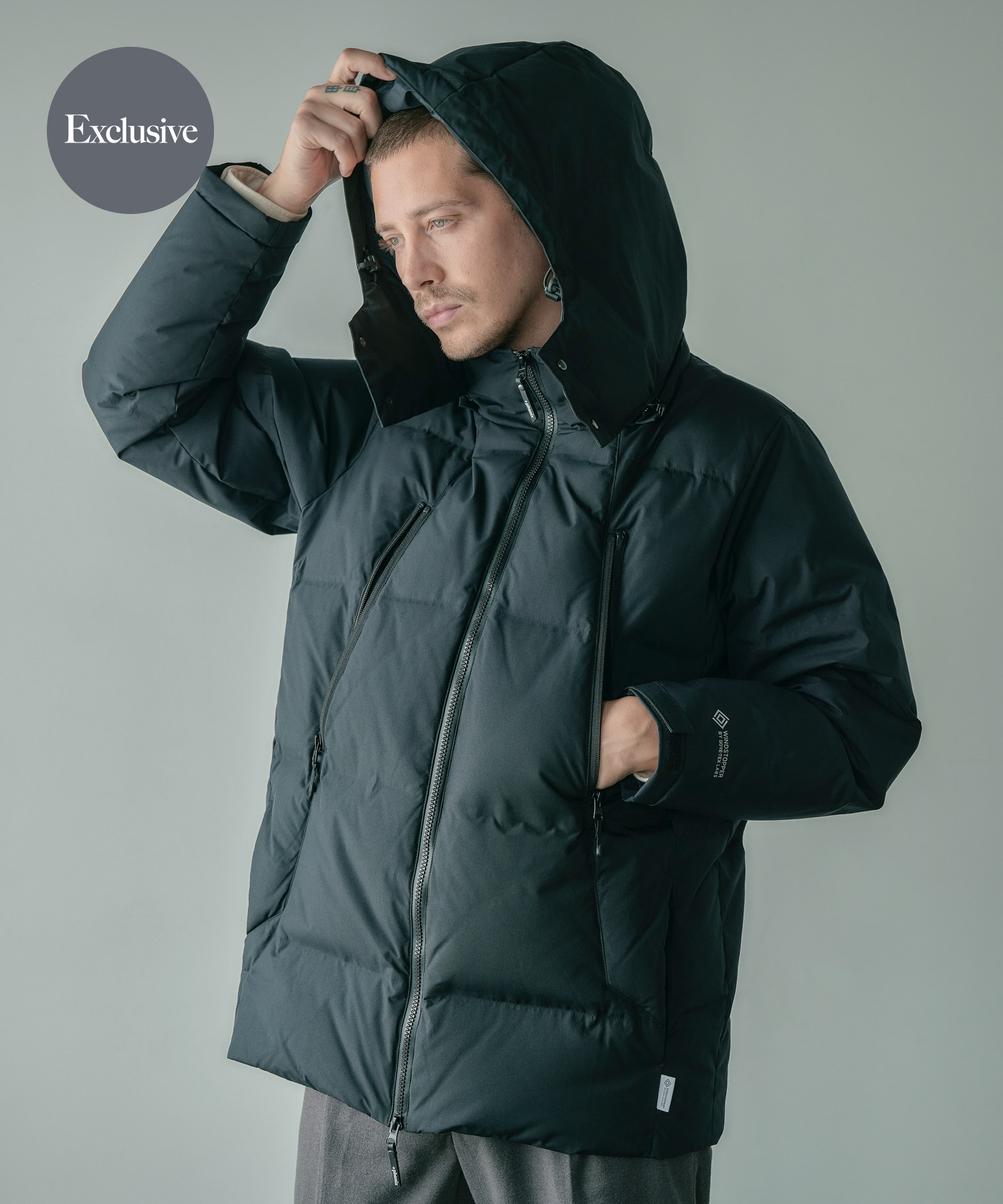 URBAN RESEARCH ダウンジャケット ブラック　サイズ36 別注』+phenix WINDSTOPPER by GORE-TEX LABS 2WAY ダウンジャケット(M