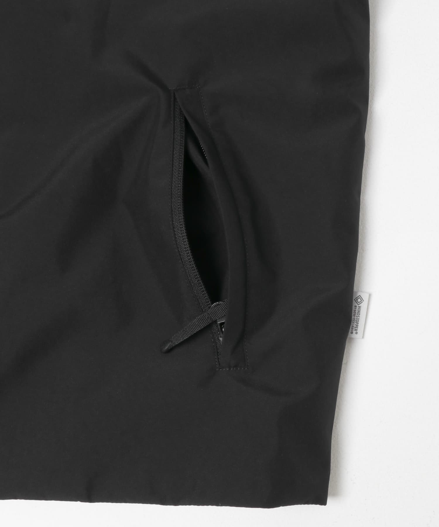 『別注』+phenix　WINDSTOPPER by GORE-TEX LABS ノーカラーダウンジャケット BLACK S