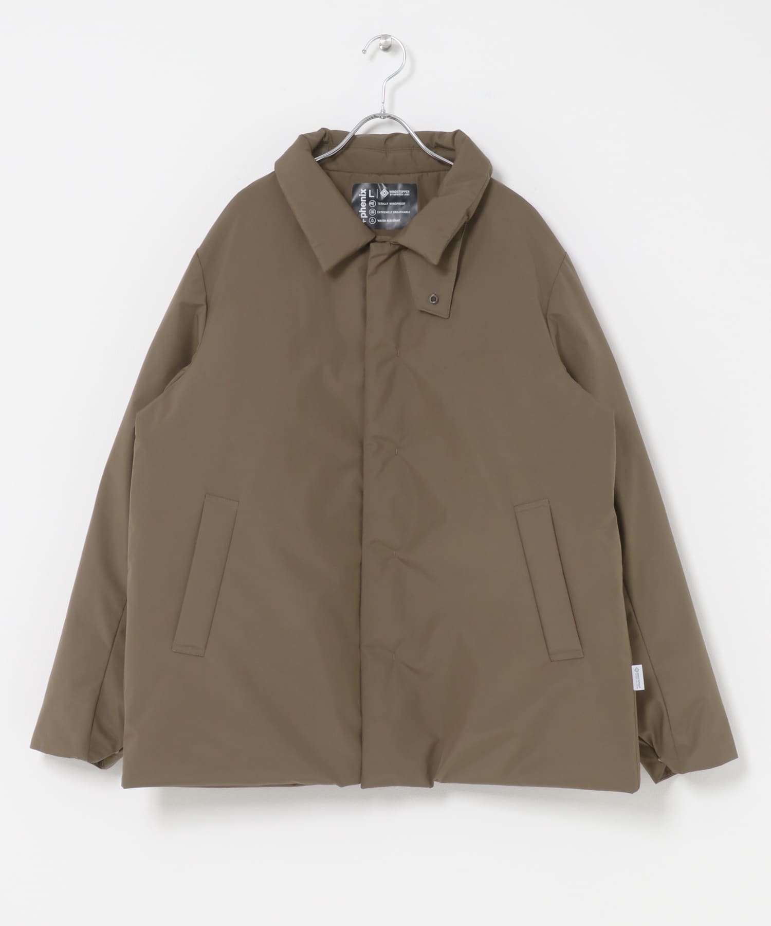 『別注』+phenix　WINDSTOPPER by GORE-TEX LABS スタンドダウンジャケット BROWN M