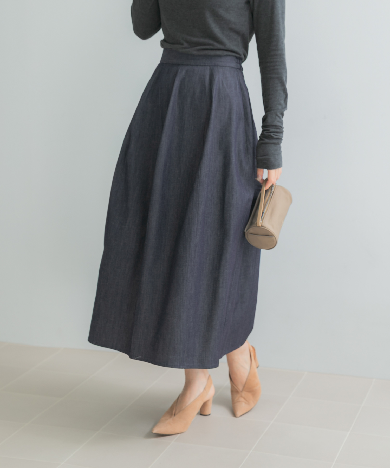 MARILYN MOON DENIM BARREL SKIRT